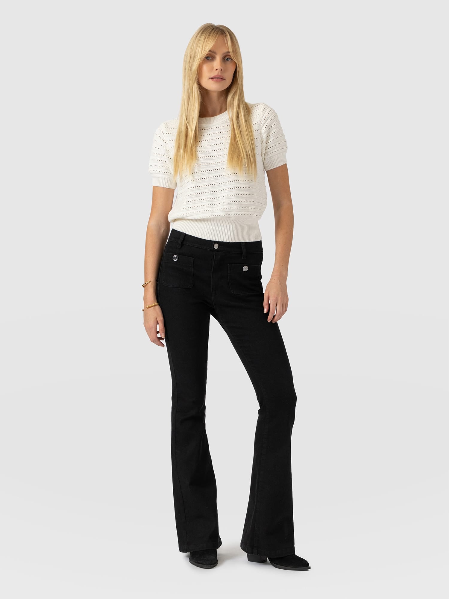 Bowie Stretch Flare Jeans - Jet Black