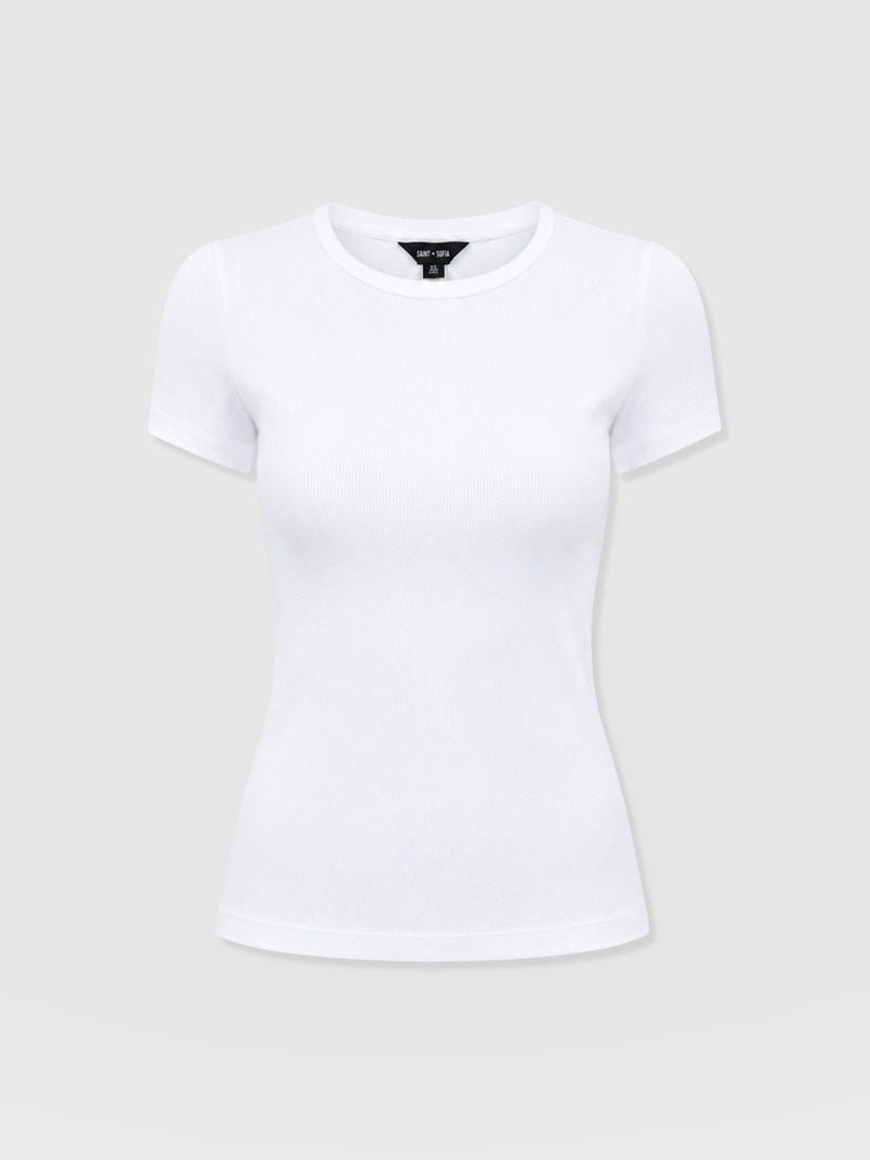 Ribbed Short Sleeve Tee - White