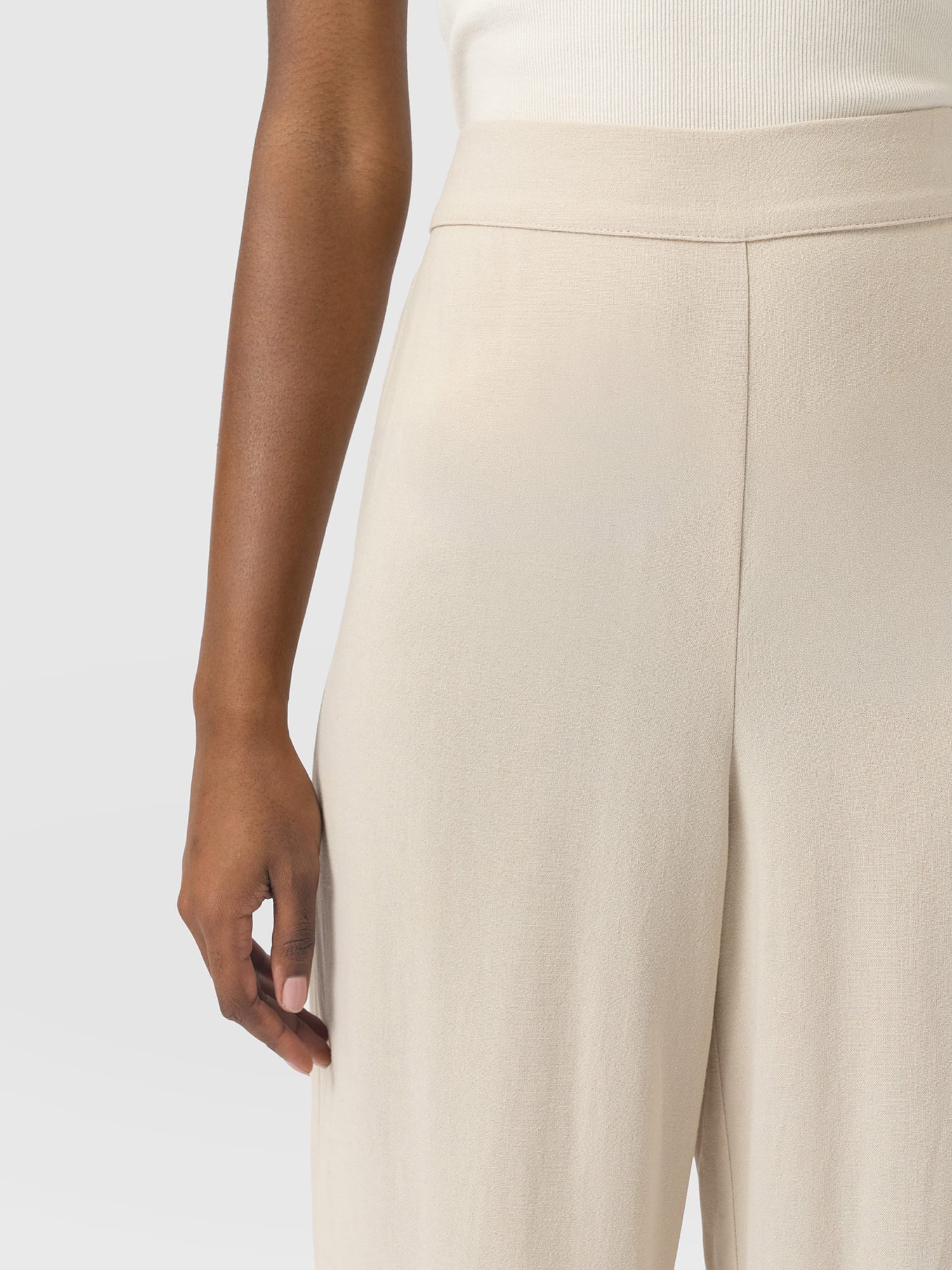 Corinne Wide Leg Linen Pant - Oatmeal