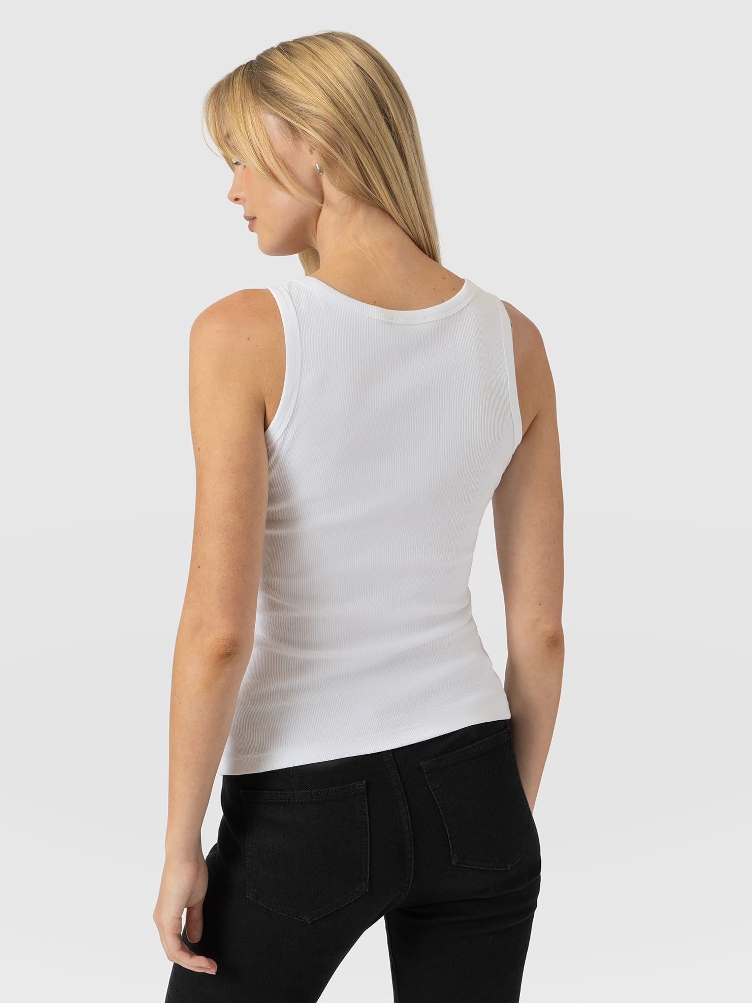 Asher Scoop Neck Vest - White