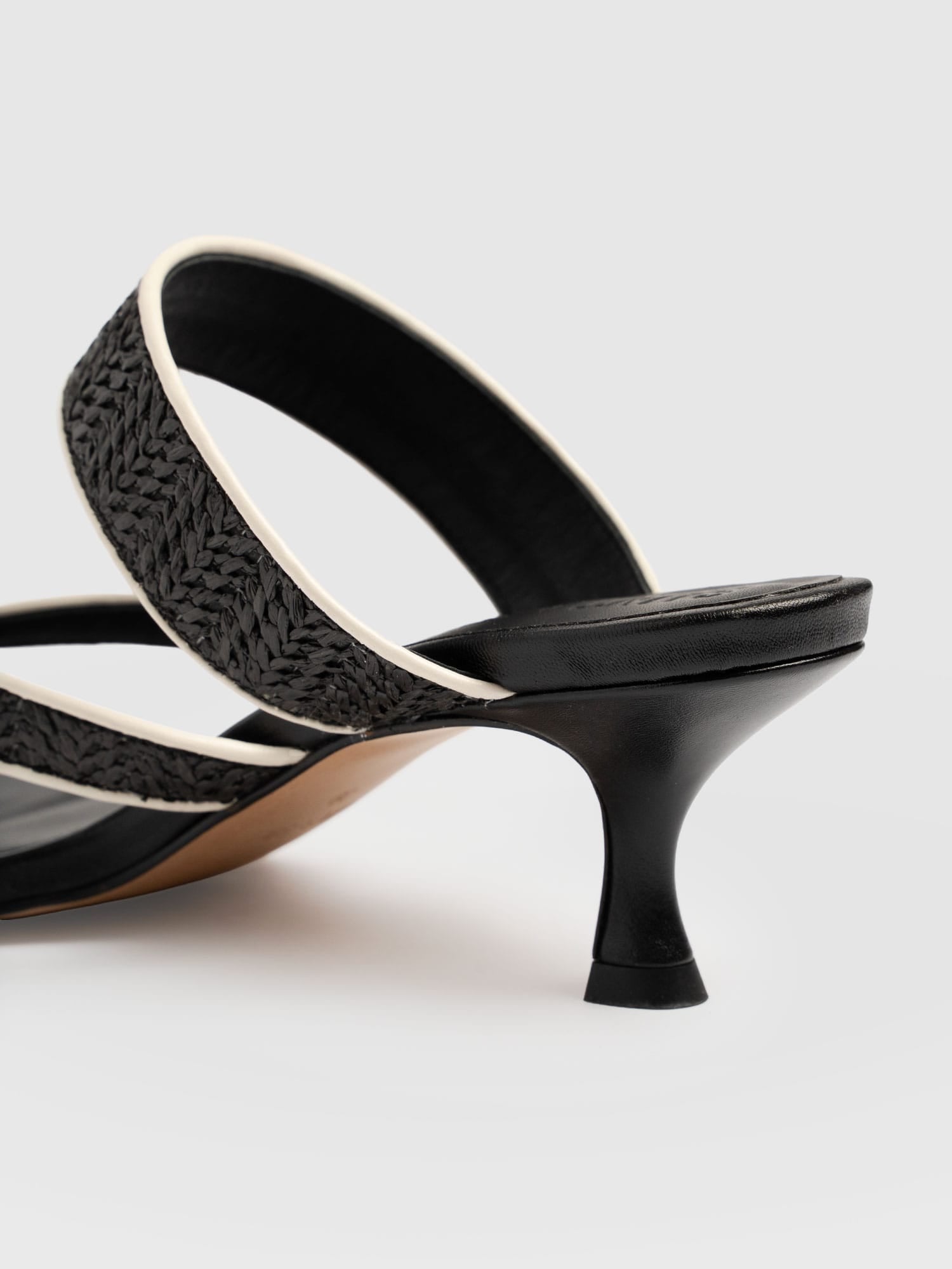 Adaline Toe Post Heels - Black Raffia