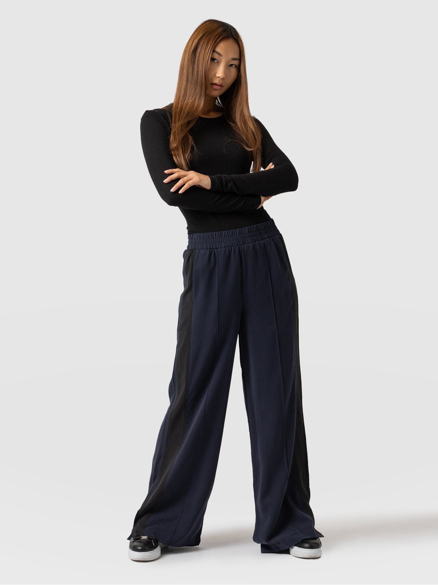Adaline Wide Leg Pant Navy - Women's Trousers | Saint and Sofia® UK