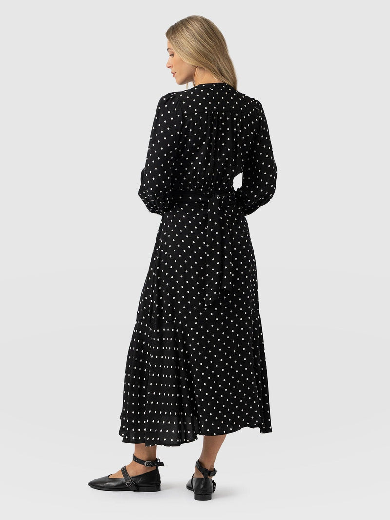 Adaline Zip Up Dress - Black Polka Dot - Women's Dresses | Saint + Sofia® UK