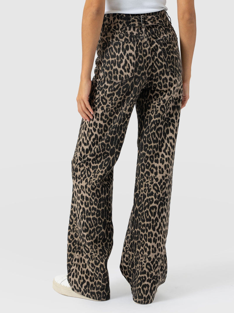 Adjustable Wide Leg Jean - Leopard