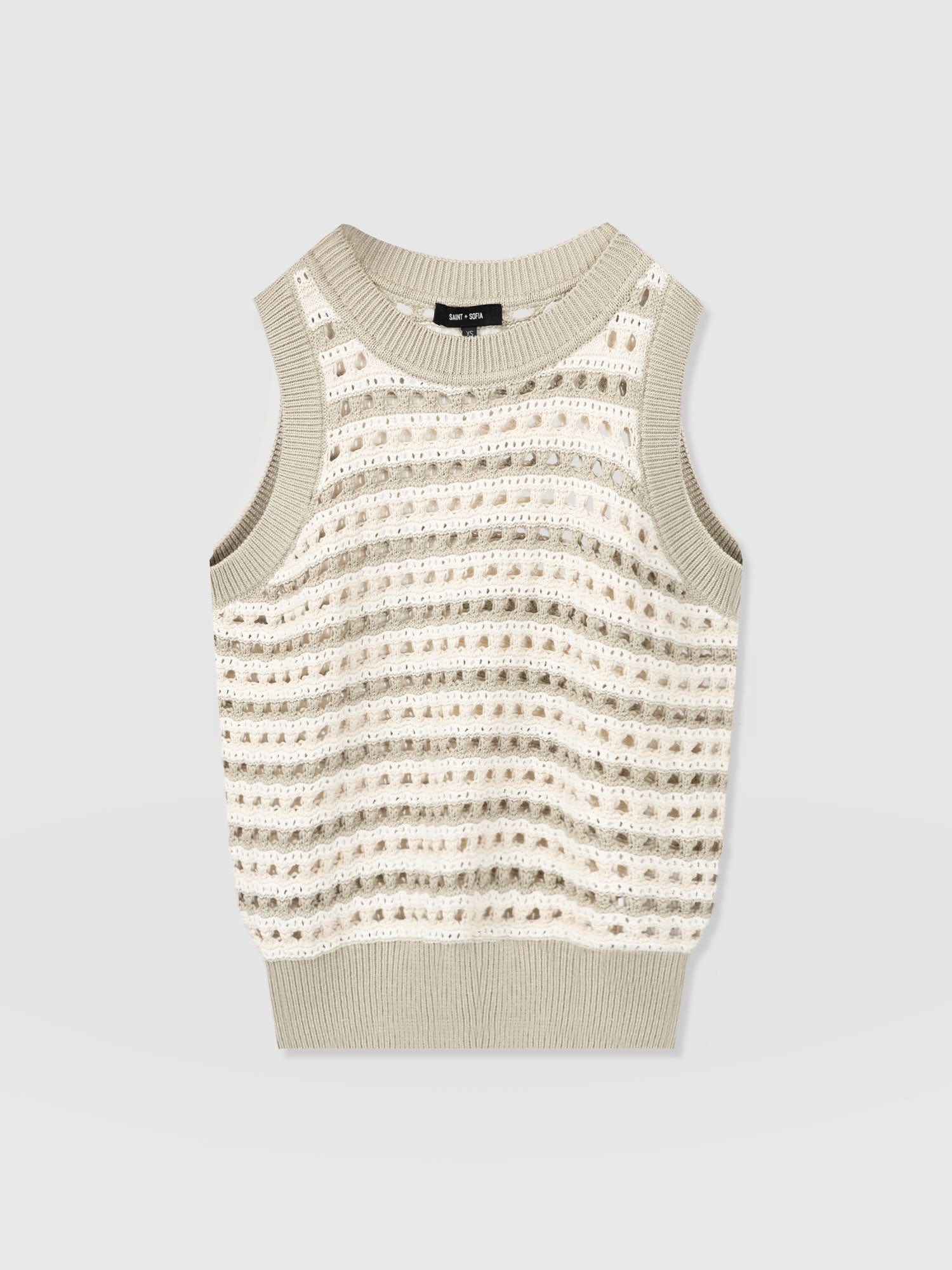 Adler Sleeveless Knit Beige - Women's Vests | Saint + Sofia® UK