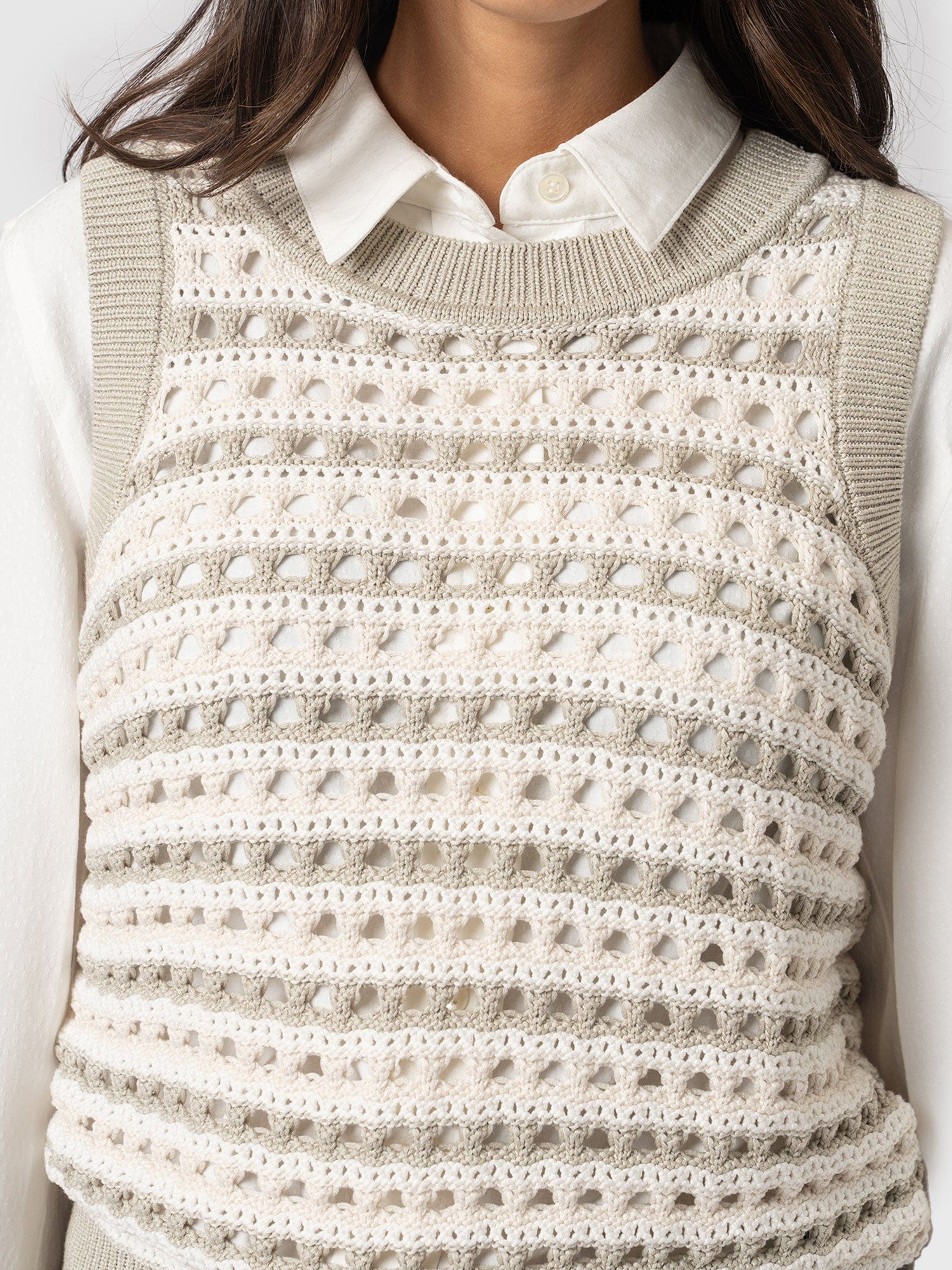 Adler Sleeveless Knit Beige - Women's Vests | Saint + Sofia® UK