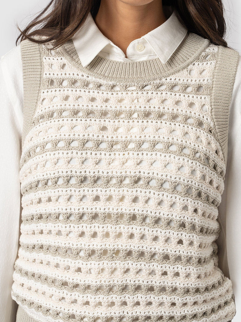 Adler Sleeveless Knit Beige - Women's Vests | Saint + Sofia® UK