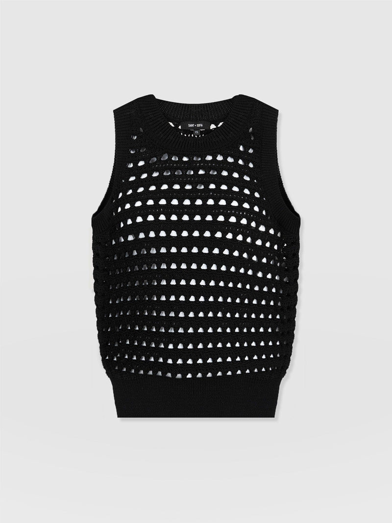 Adler Sleeveless Knit Black - Women's Vests | Saint + Sofia® UK