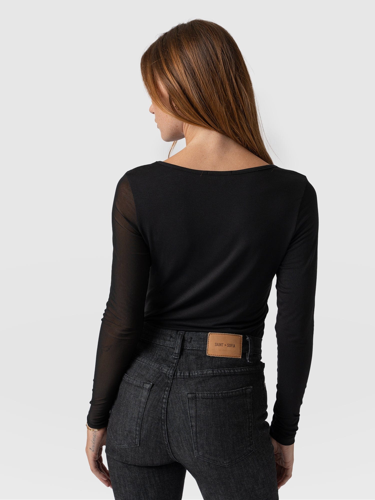 Aimee Cut Out Long Sleeve Tee Black - Women's T-Shirts | Saint + Sofia® UK