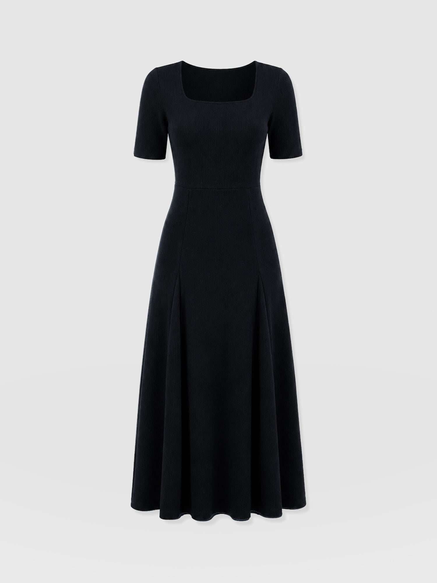Akia Short Sleeve Dress - Black Textured