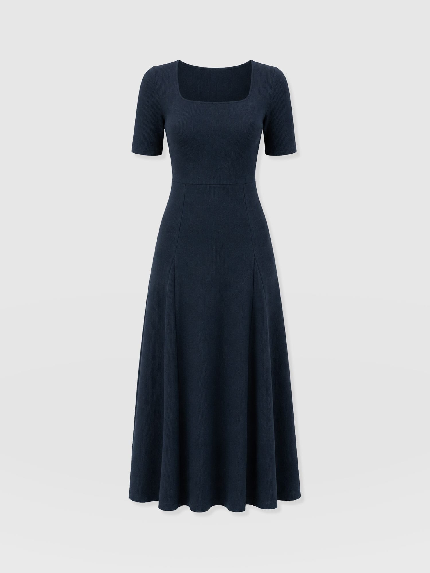 Akia Short Sleeve Dress - Navy Textured