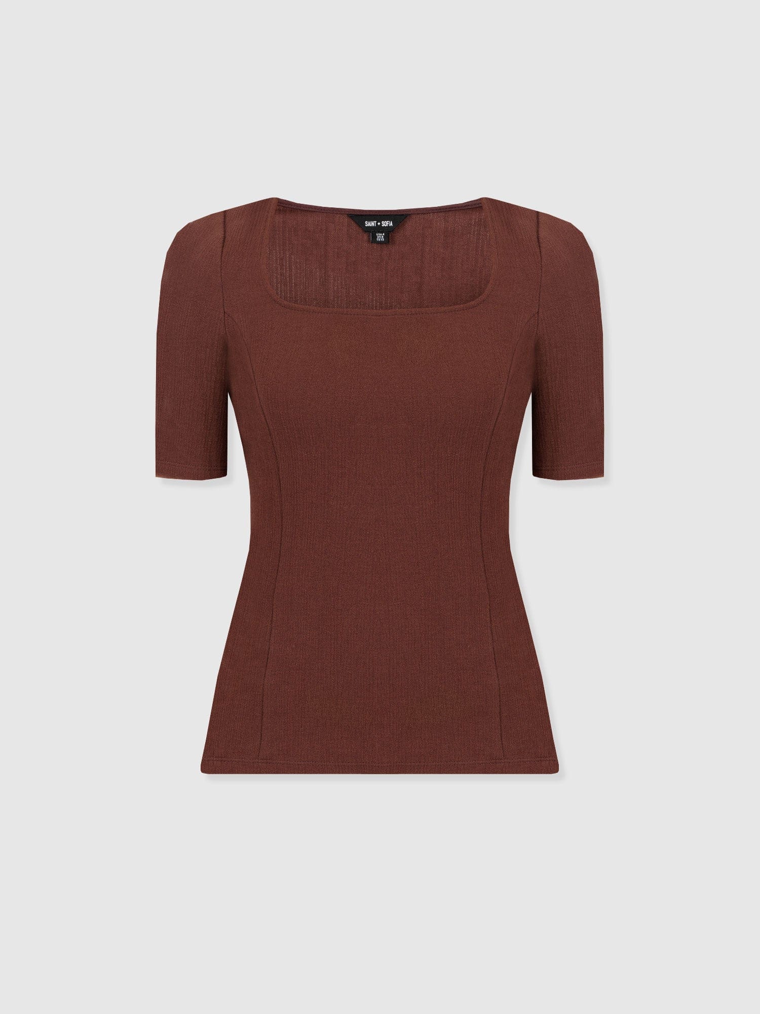 Akia Short Sleeve Tee - Maroon Textured - Women's T-shirts | Saint + Sofia® UK