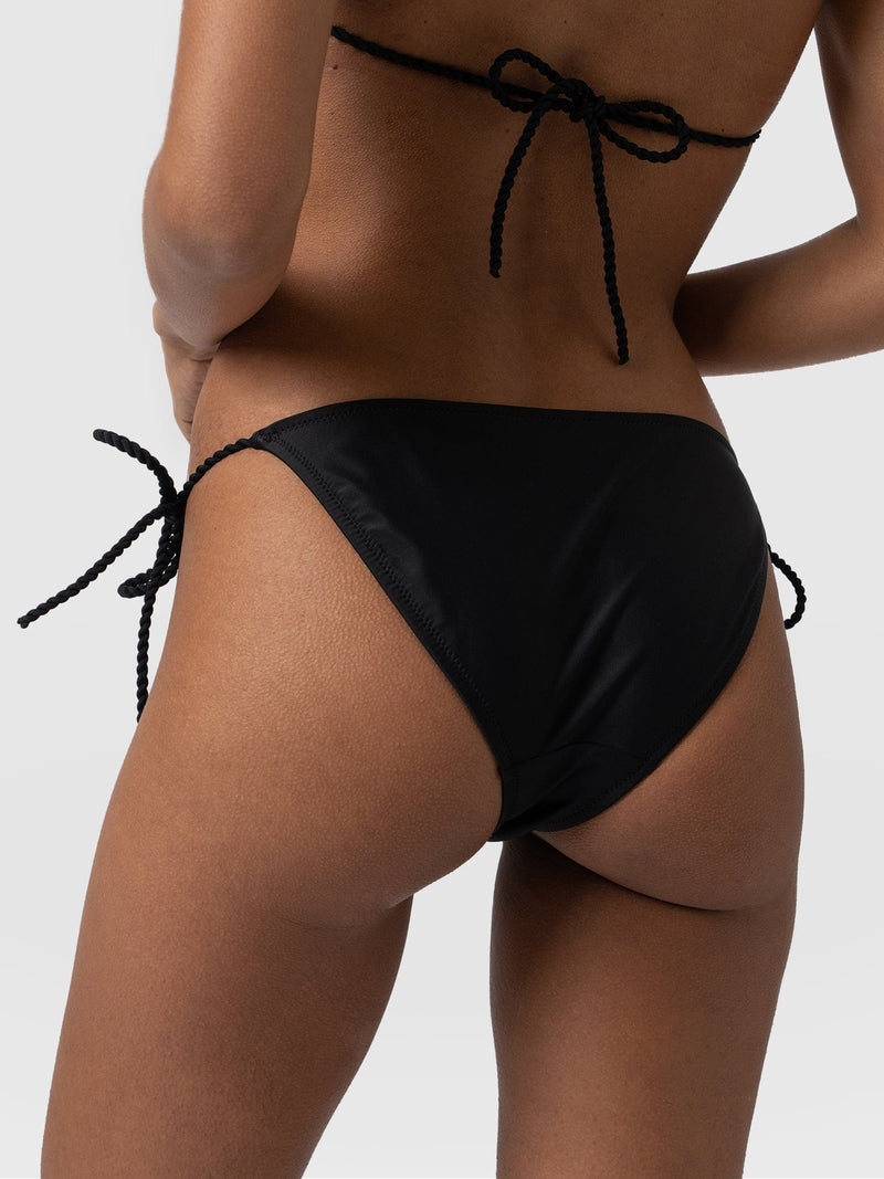 Alba Tie Side Bikini Bottom Black - Women's Swimwear | Saint + Sofia® UK