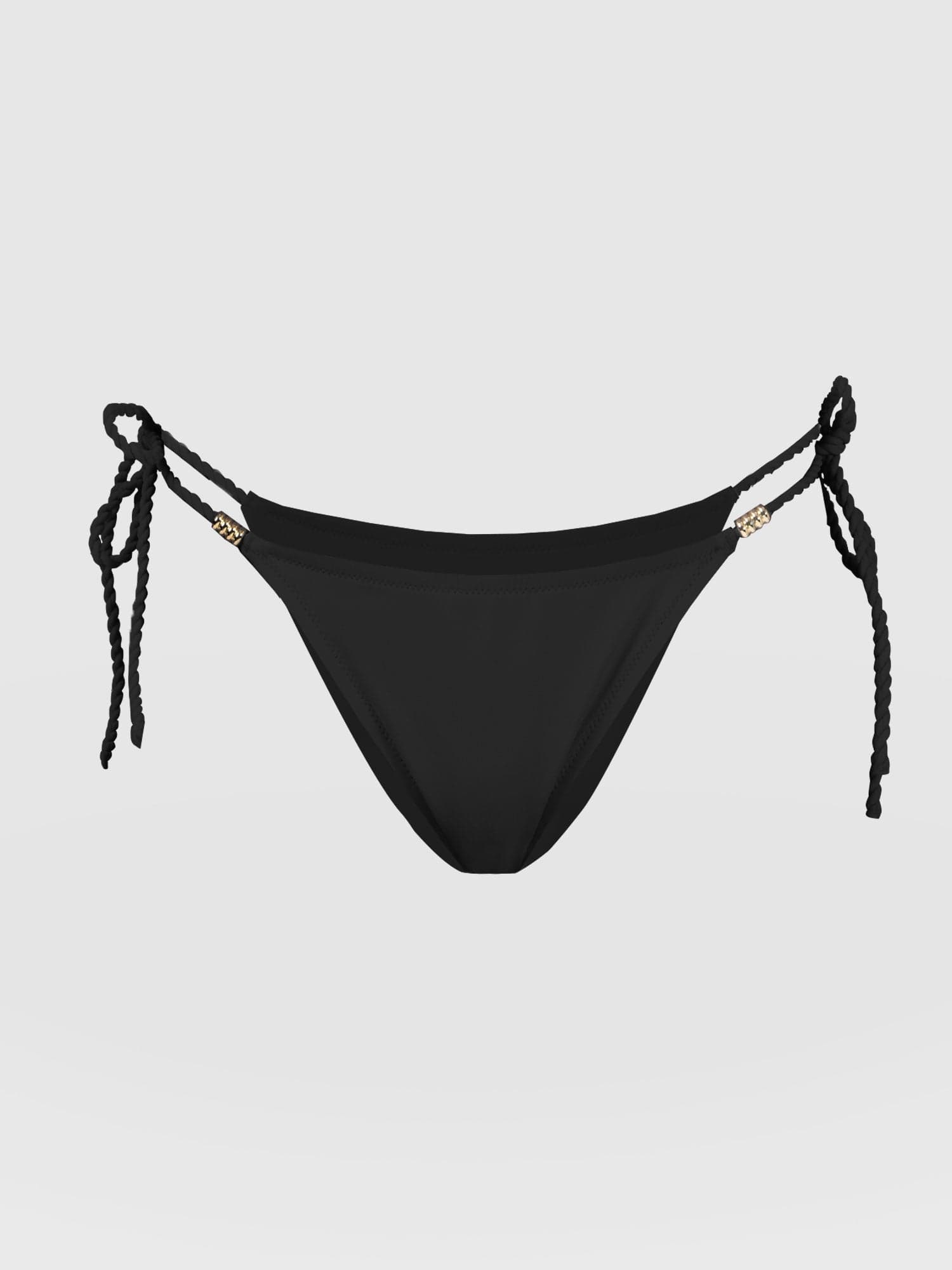 Alba Tie Side Bikini Bottom Black - Women's Swimwear | Saint + Sofia® UK
