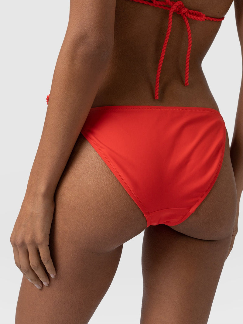 Alba Tie Side Bikini Bottom Red - Women's Swimwear | Saint + Sofia® UK