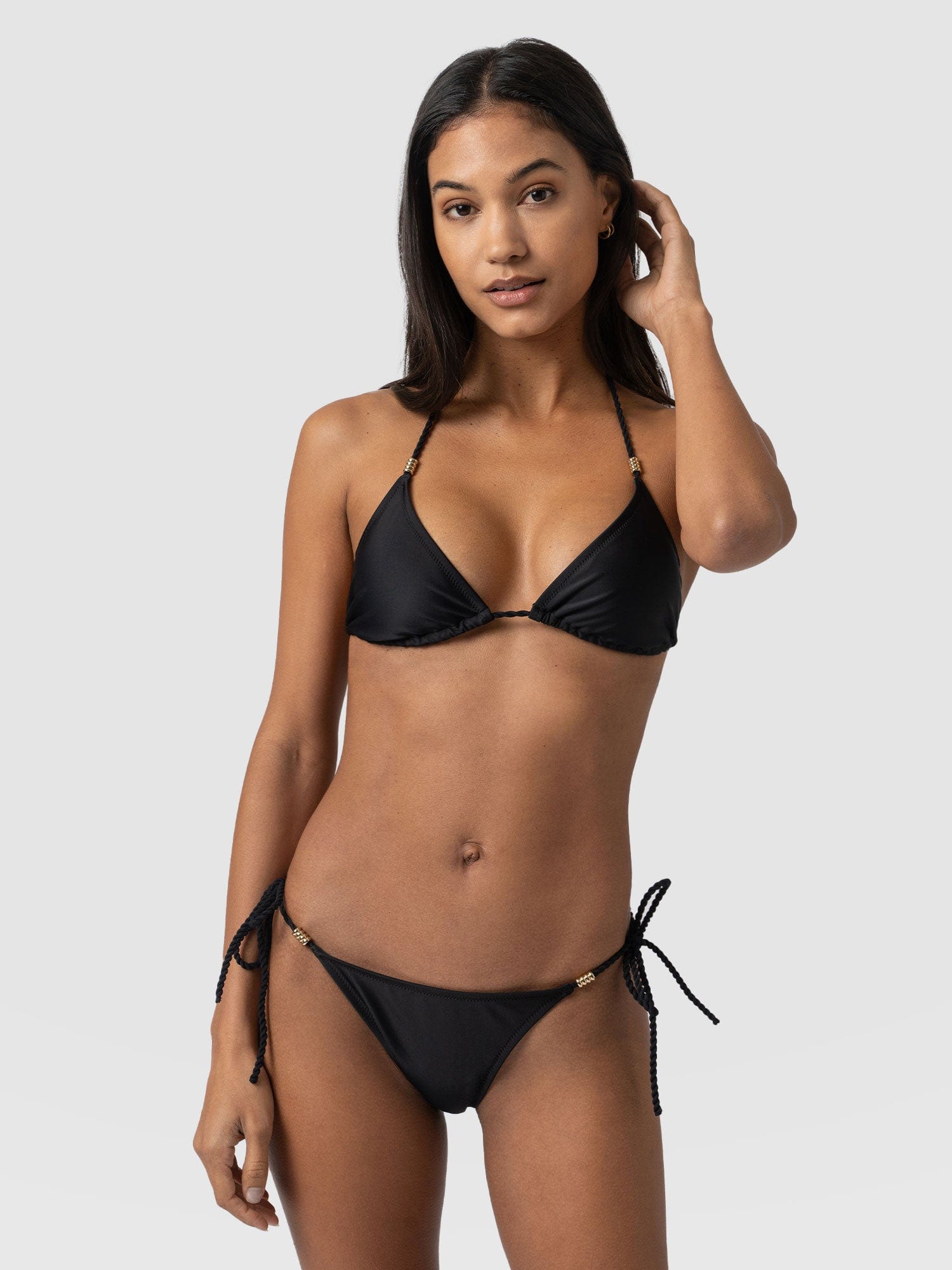 Alba Triangle Bikini Top Black - Women's Swimwear | Saint + Sofia® UK