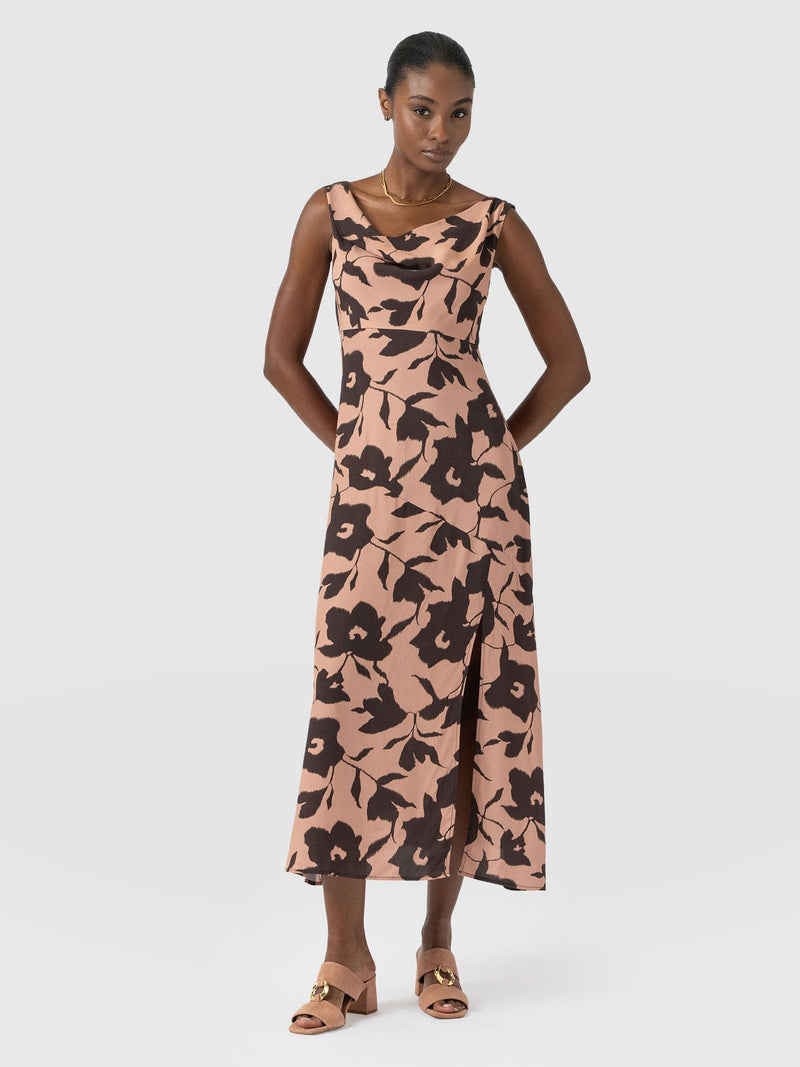 Alexis Dress - Brown Floral - Women's Dresses | Saint + Sofia® UK