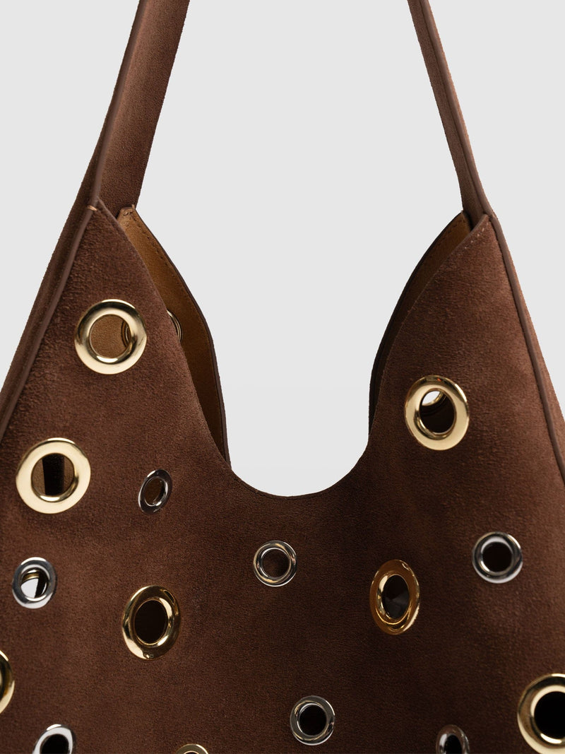 Allana Eyelet Bag - Coffee Suede - Women's Handbags | Saint + Sofia® UK