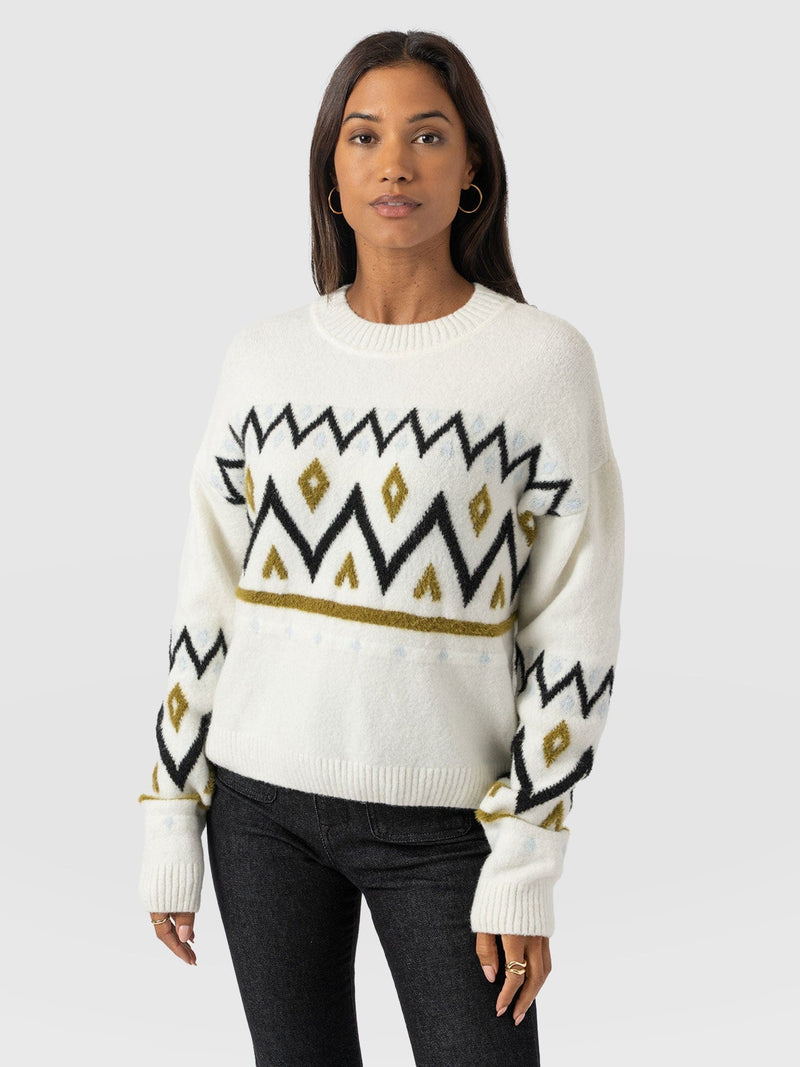 Allana Fairisle Jumper - White