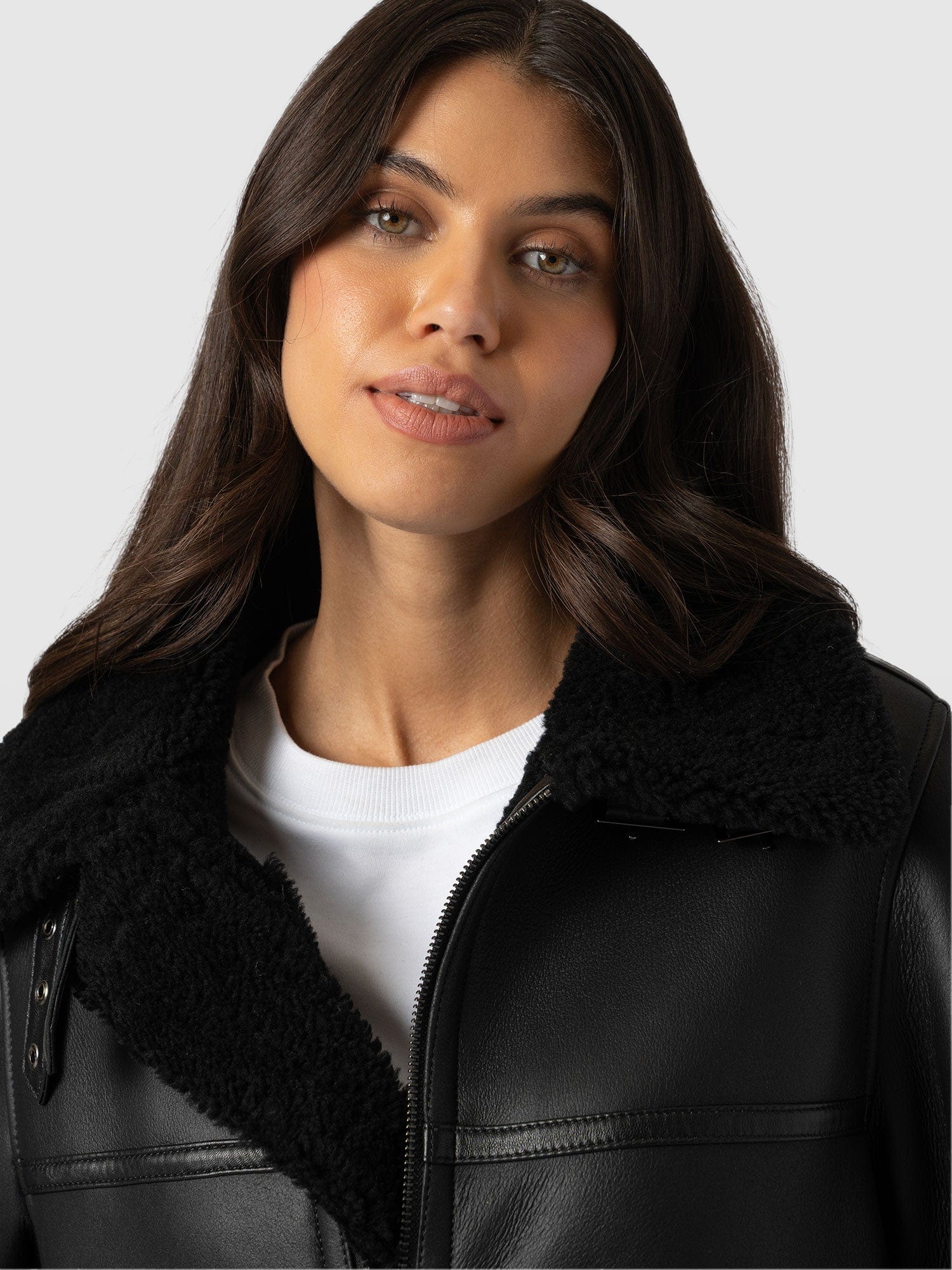 Amelia Aviator Jacket Black - Women's Leather Jackets | Saint + Sofia® UK