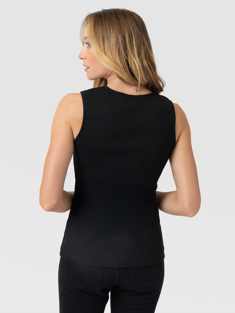 Andie V Neck Vest - Black Lace - Women's T-shirts | Saint + Sofia® UK