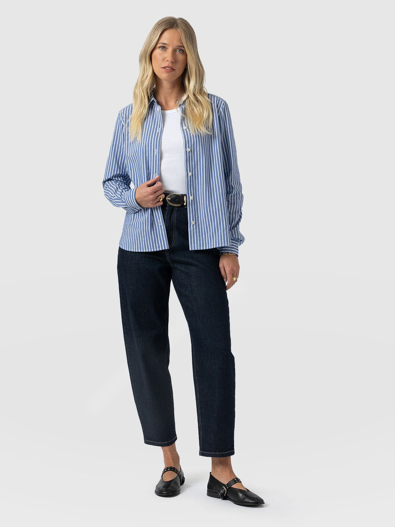 Anneliese Shirt - Blue Stripe - Women's Blouses | Saint + Sofia® UK