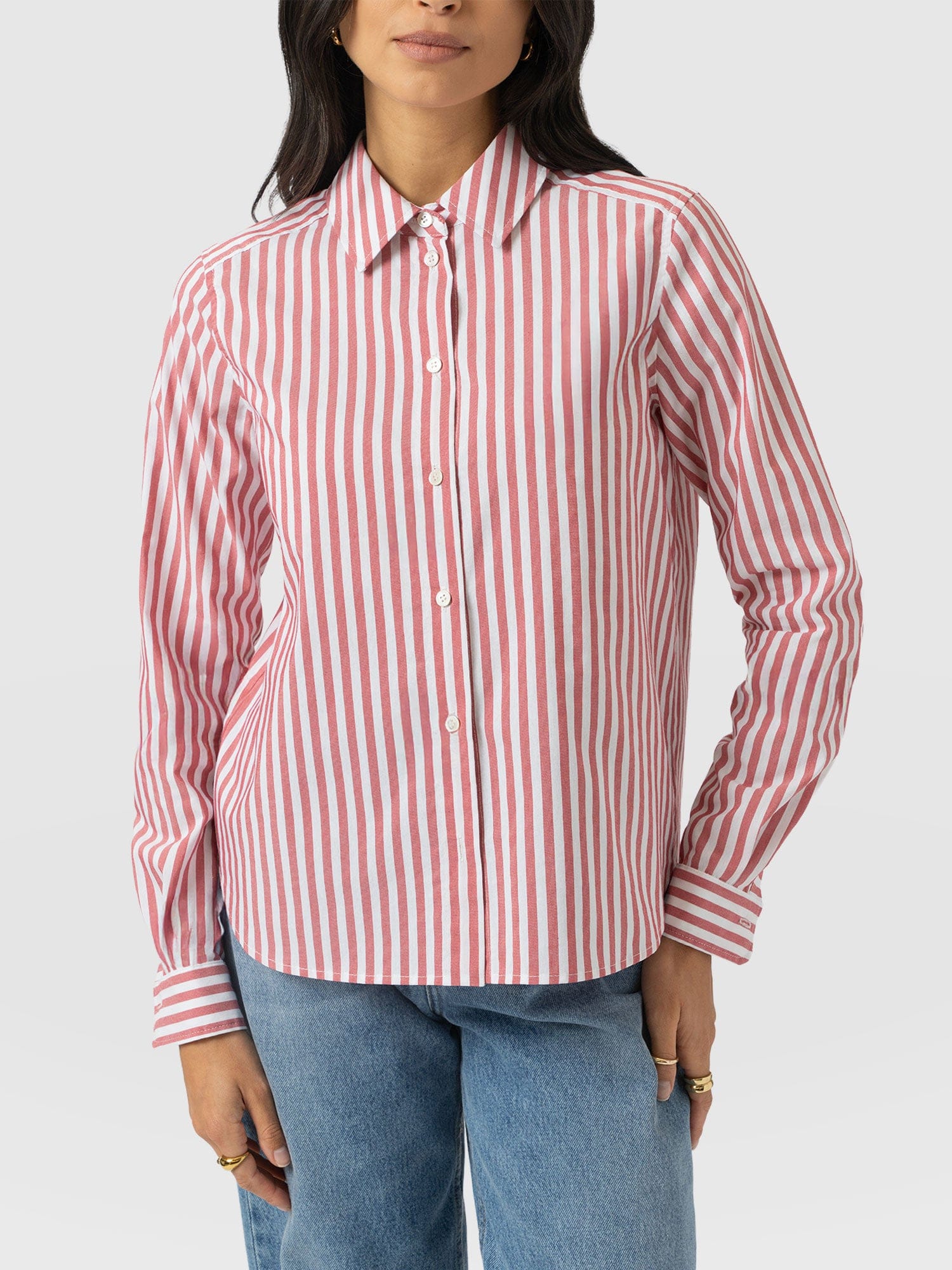 Anneliese Shirt - Red Stripe - Women's Blouses | Saint + Sofia® UK