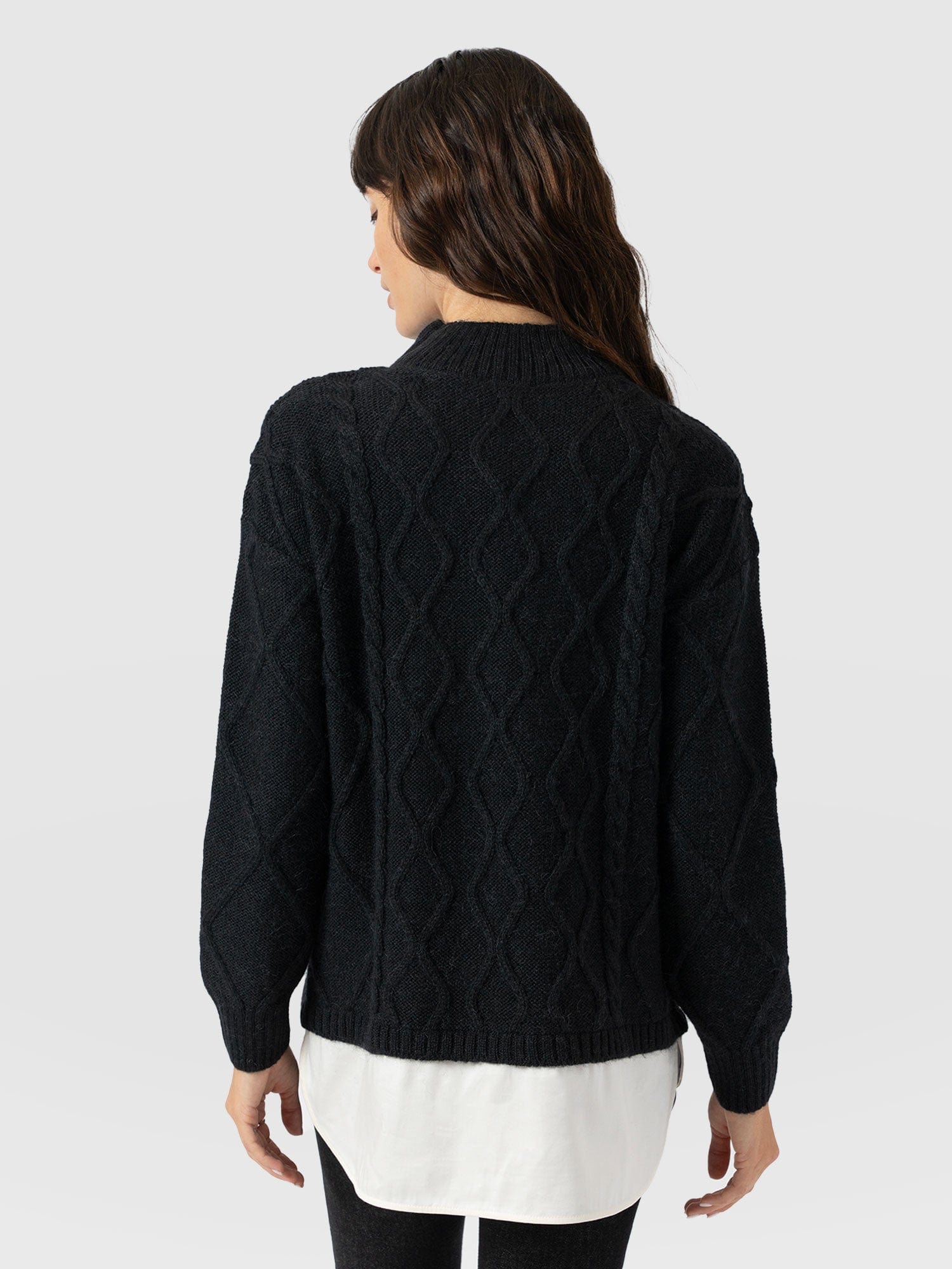 Arden Mock Shirt Jumper - Black - Women's Knitwears | Saint + Sofia® UK