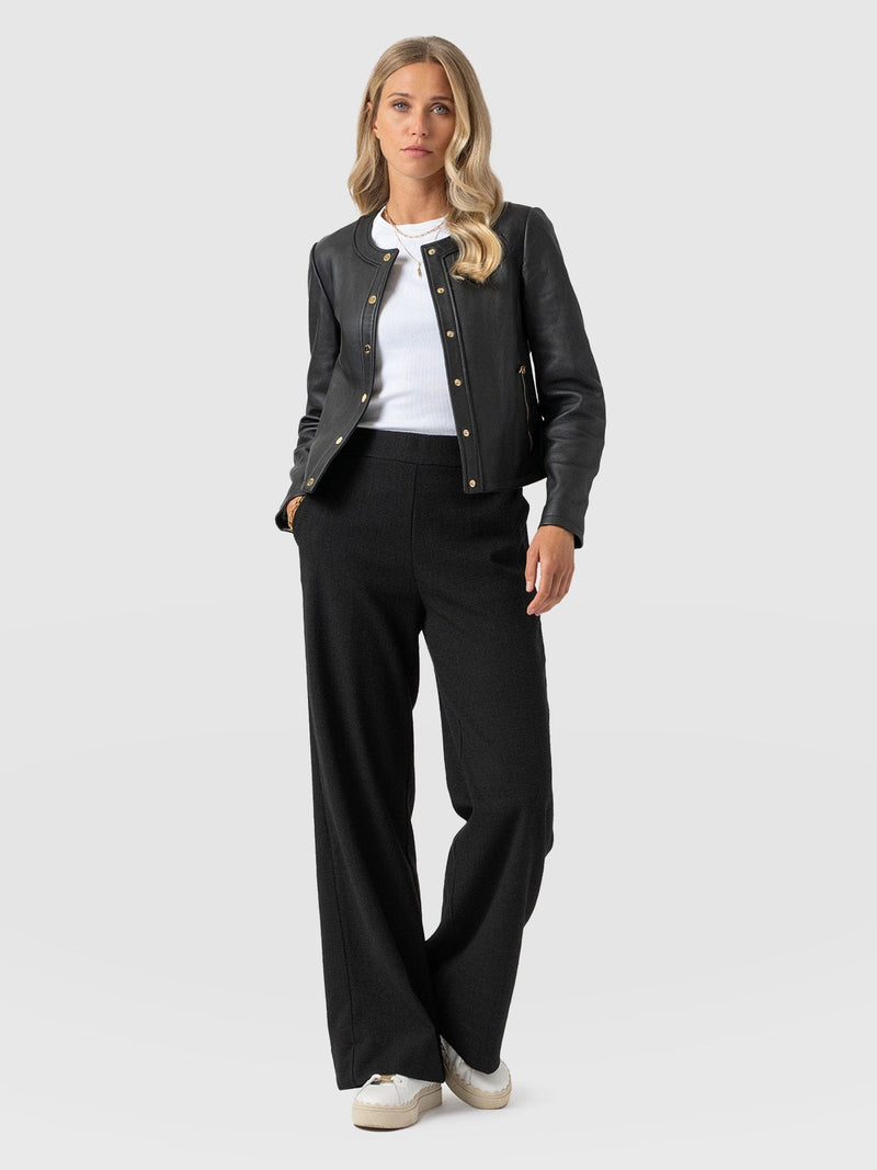 Arden Wide Leg Pant - Black Boucle - Women's Trousers | Saint + Sofia® UK