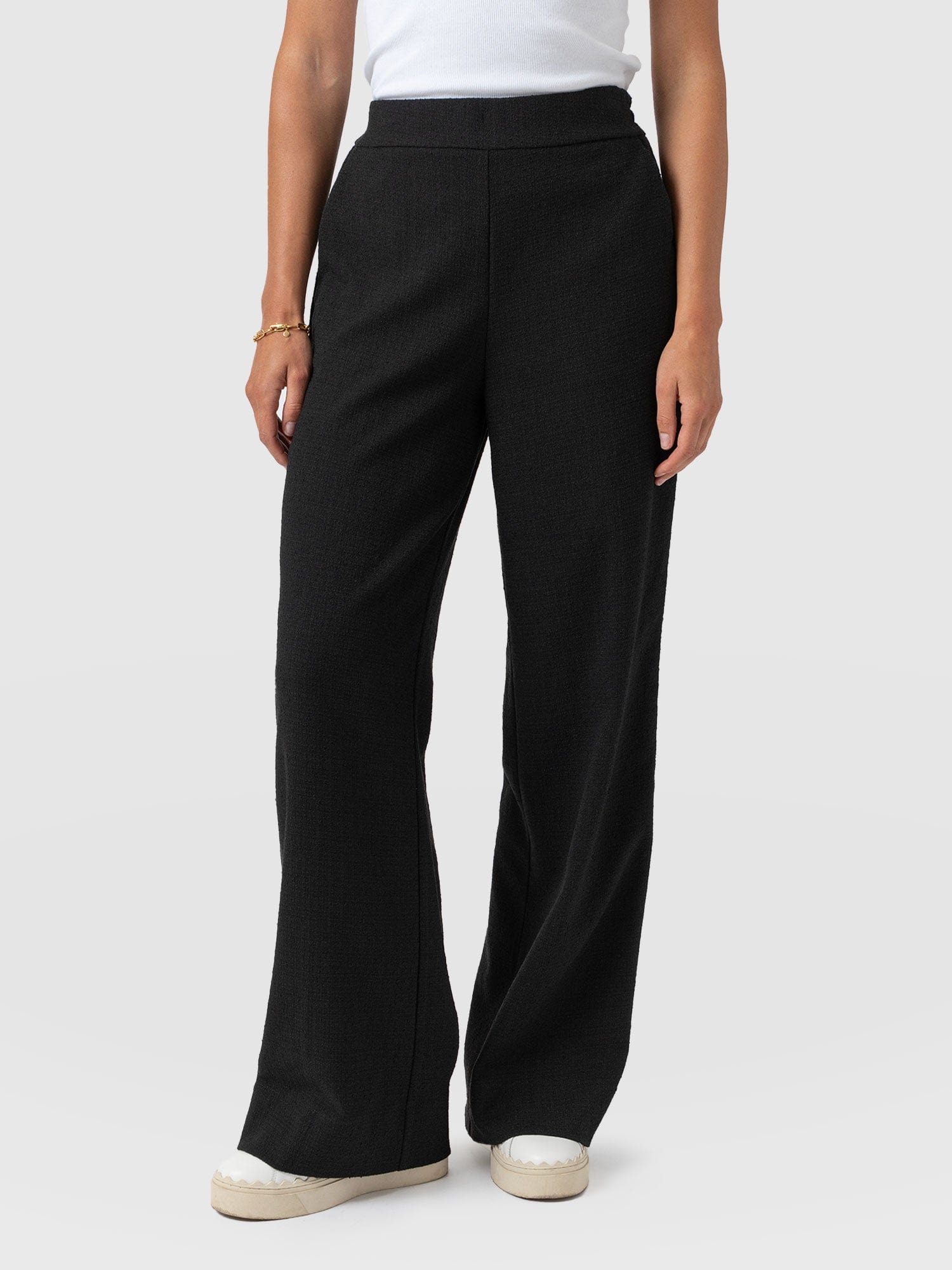 Arden Wide Leg Pant - Black Boucle - Women's Trousers | Saint + Sofia® UK