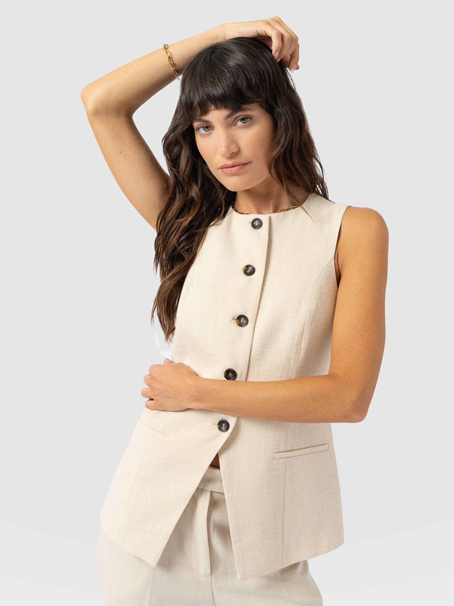 Argent Waistcoat - Cream - Women's Jackets | Saint + Sofia® UK