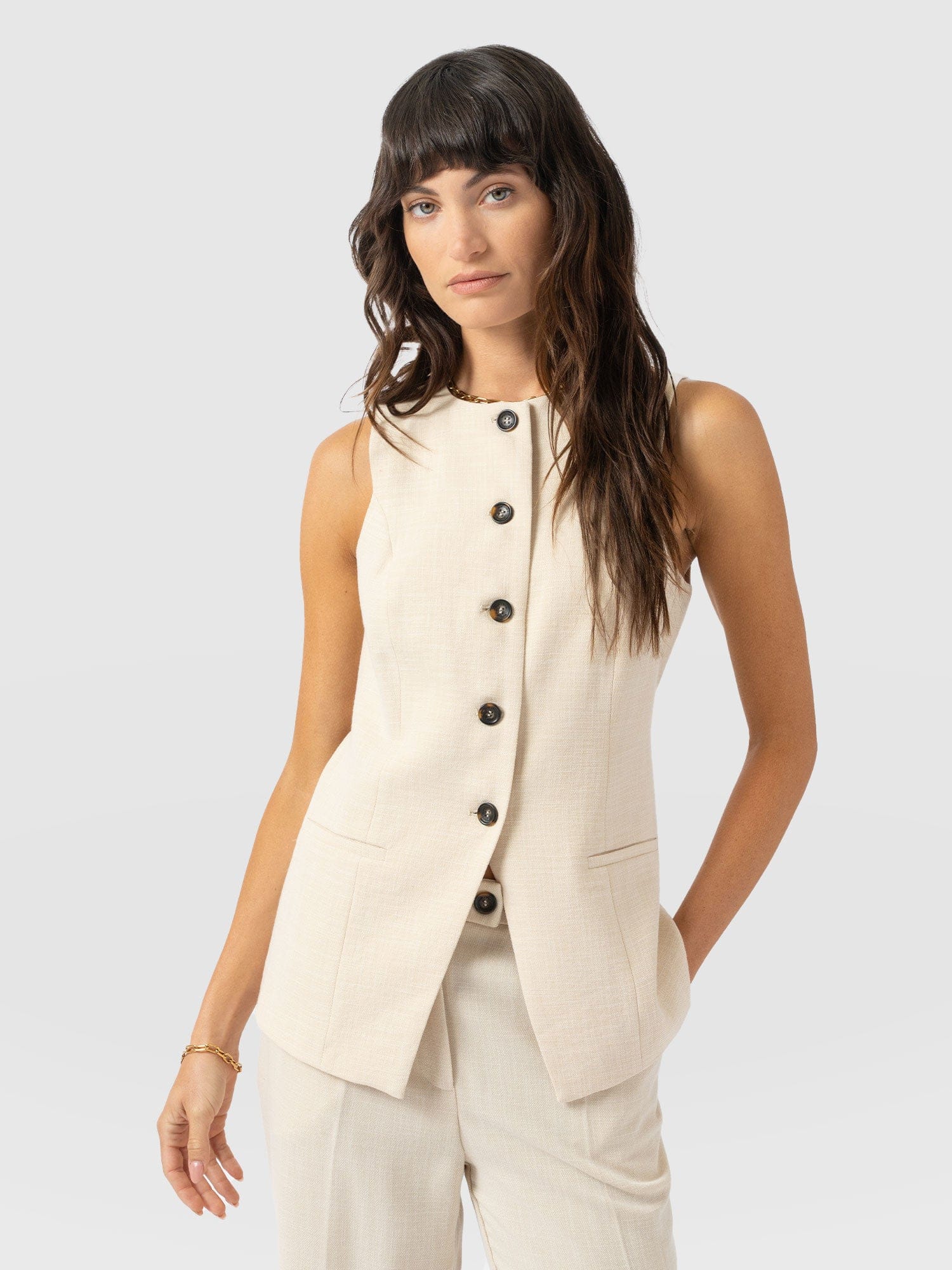 Argent Waistcoat - Cream - Women's Jackets | Saint + Sofia® UK