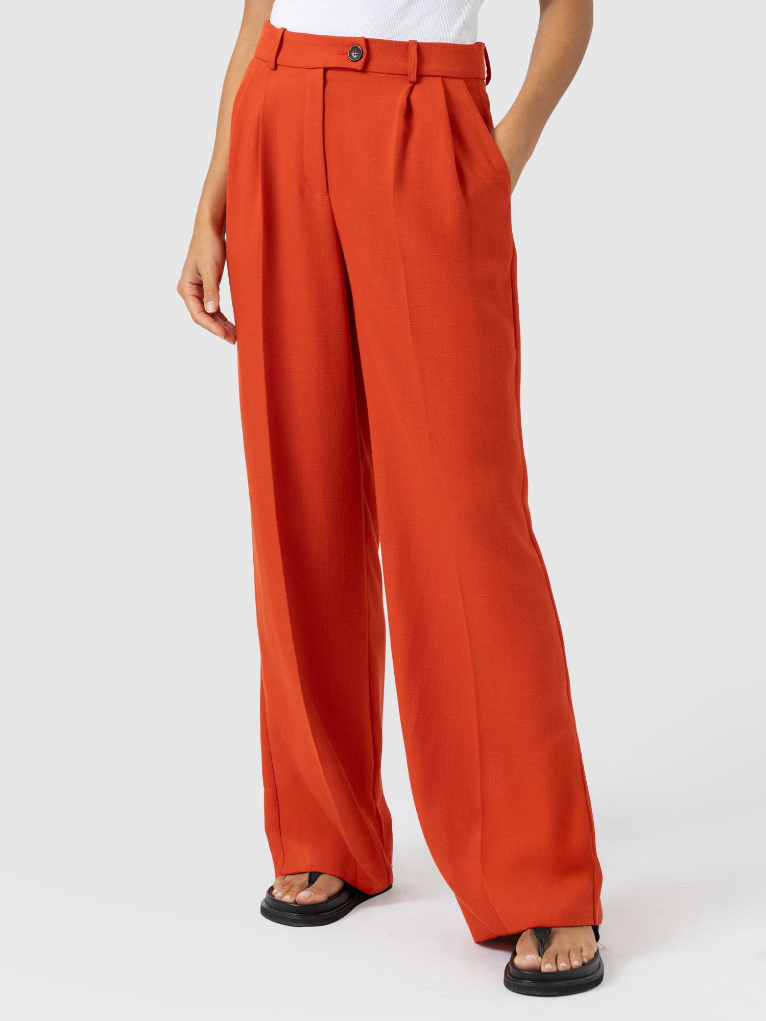 Argent Wide Leg Pant - Burnt Orange - Women's Trousers | Saint + Sofia® UK