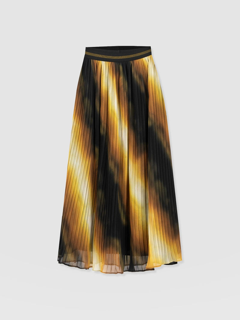 Aria Knee Length Pleated Skirt  - Yellow Gradient