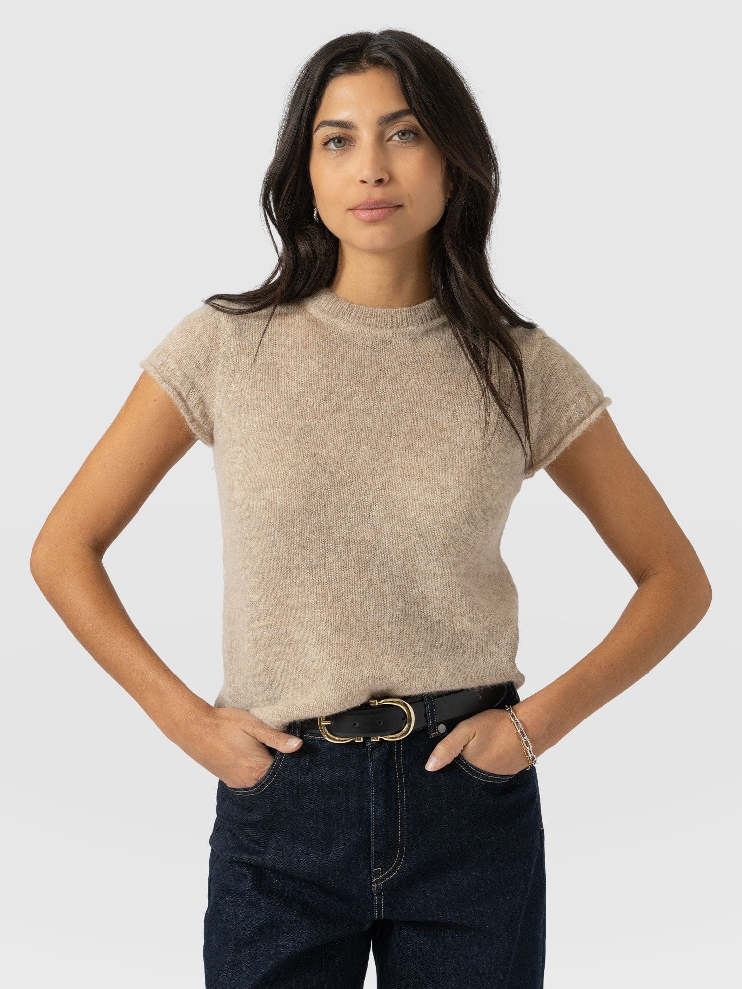 Ariella Baby Tee - Beige - Women's Jumpers | Saint + Sofia® UK