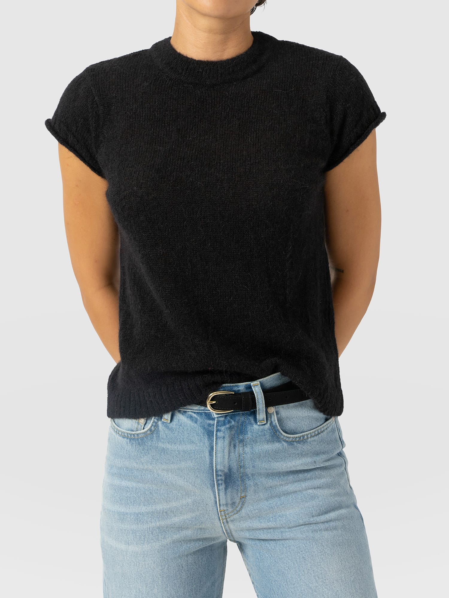 Ariella Baby Tee - Black - Women's Jumpers | Saint and Sofia® UK