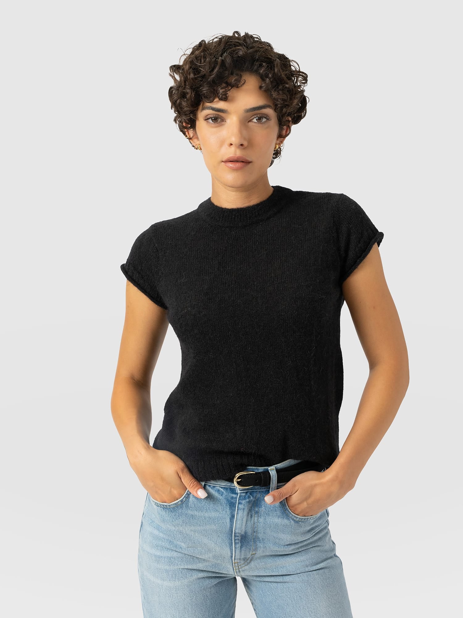 Ariella Baby Tee - Black - Women's Jumpers | Saint and Sofia® UK