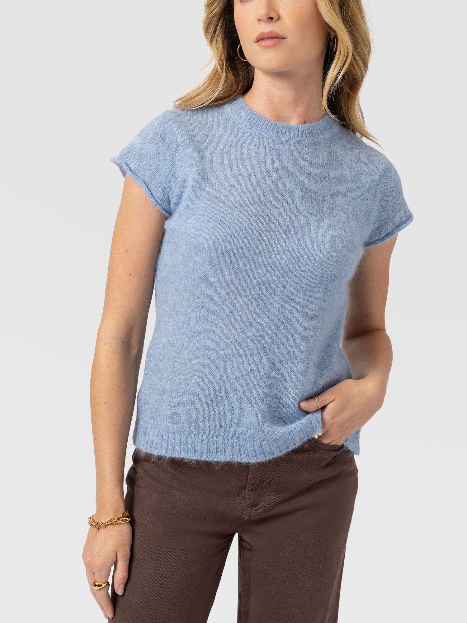 Ariella Baby Tee - Blue - Women's Jumpers | Saint + Sofia® UK