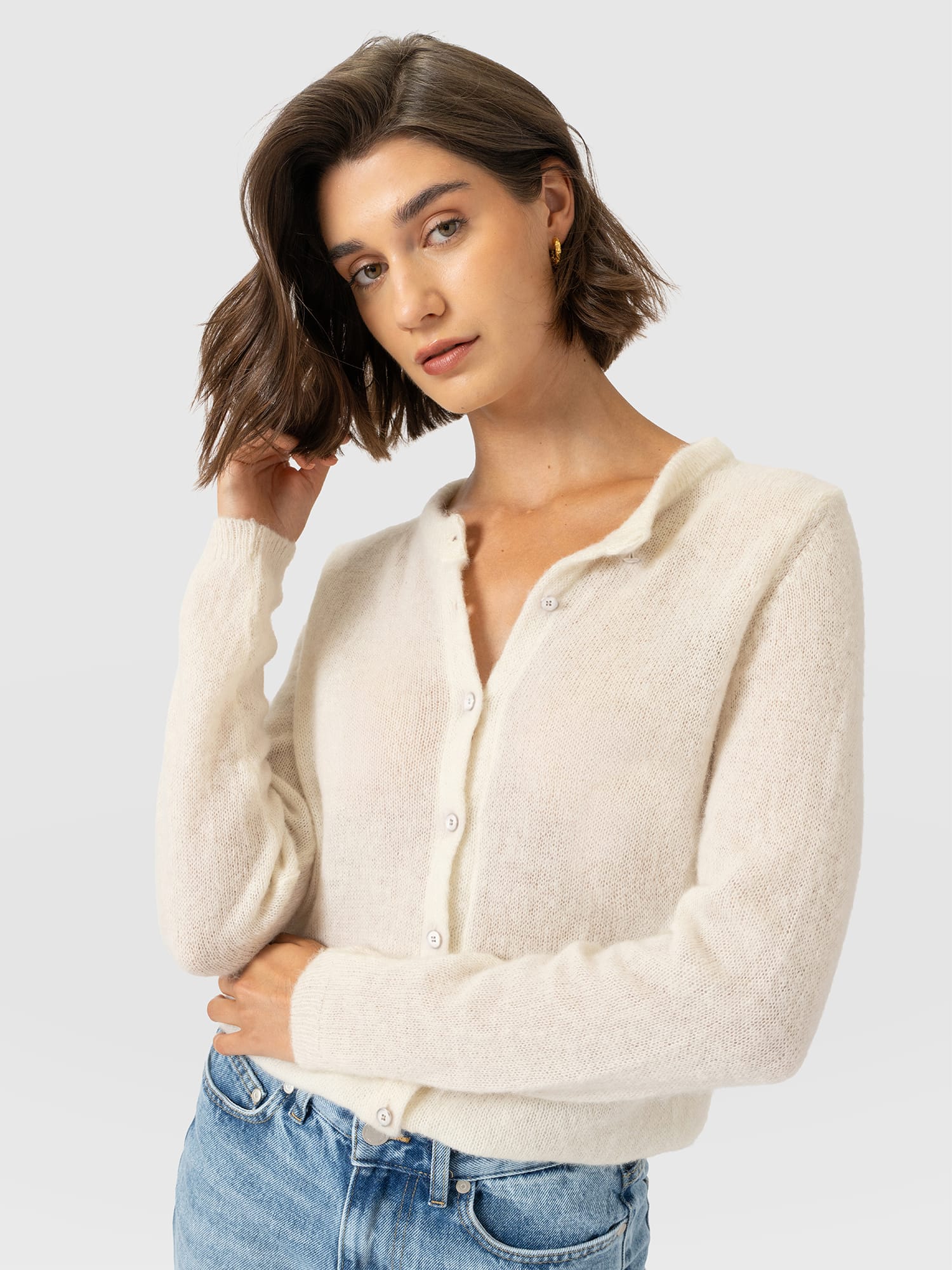 Ariella Cardigan - Cream - Women's Jumpers | Saint and Sofia® UK