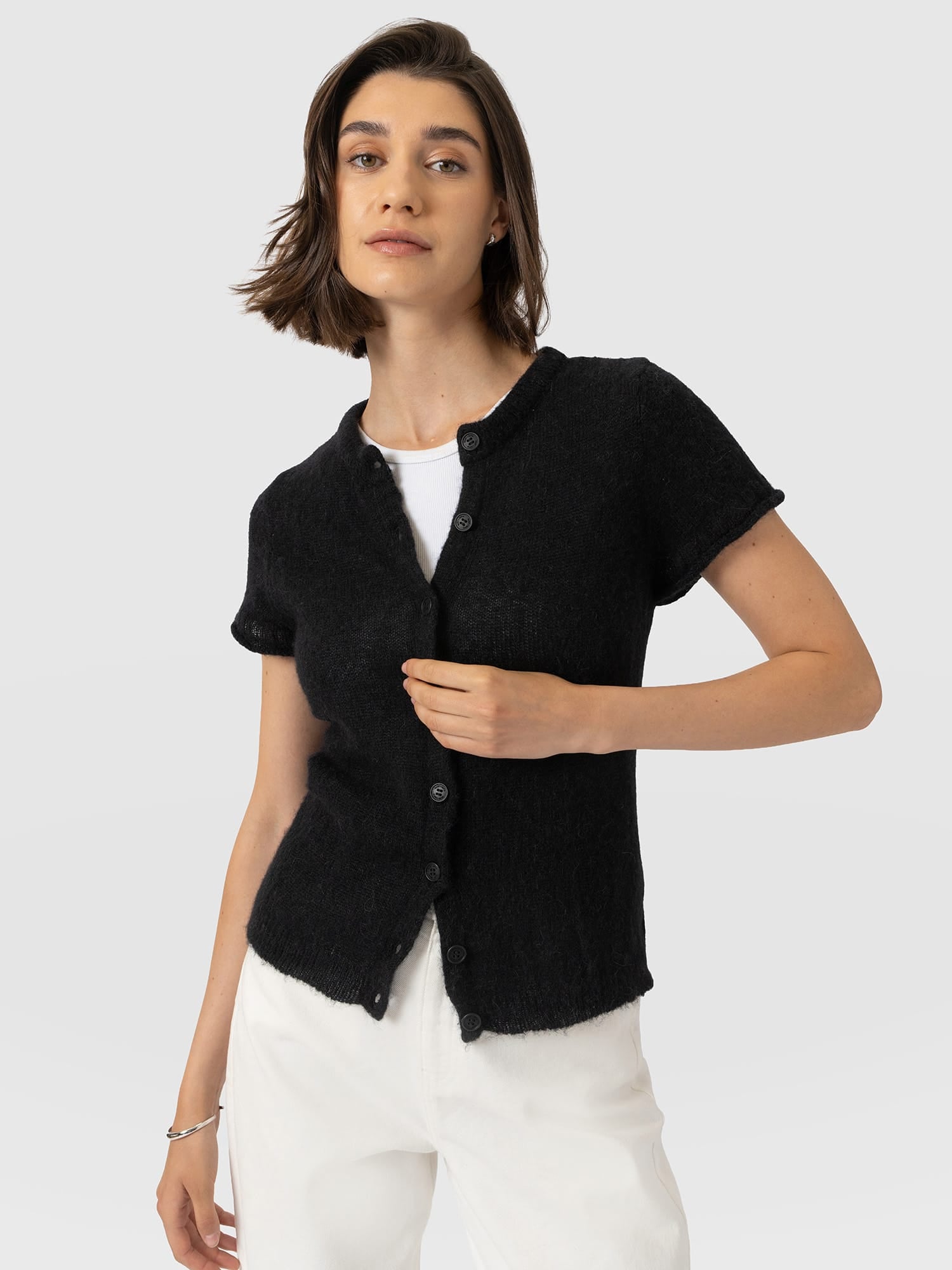 Ariella Short Sleeve Cardigan - Black