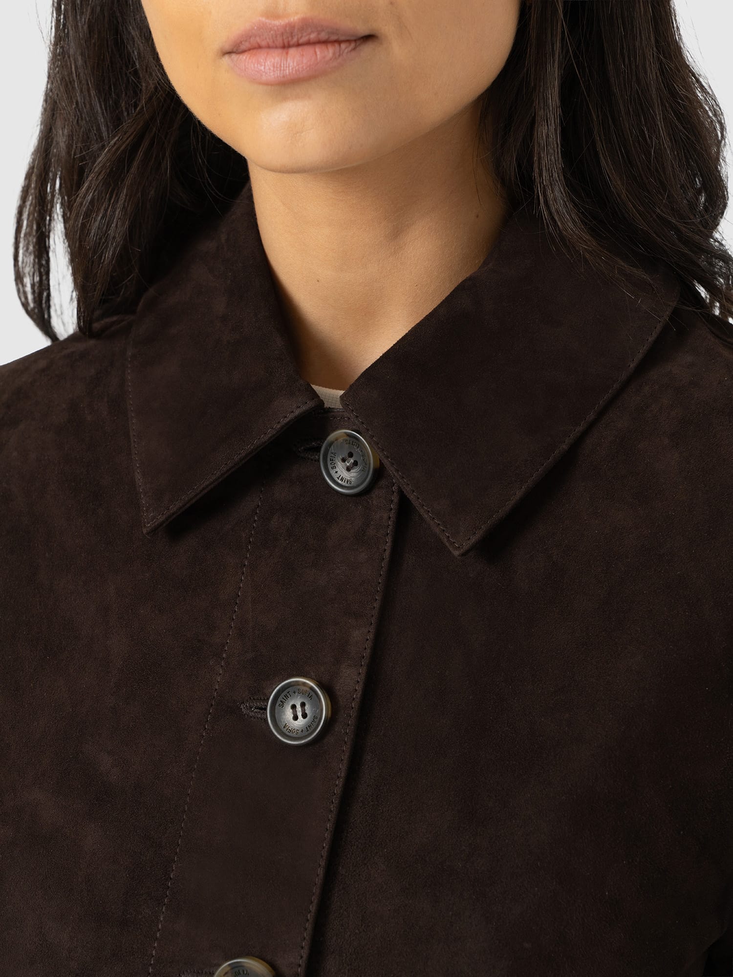 Arnette Shacket - Chocolate Suede - Women's Leathers | Saint and Sofia® UK