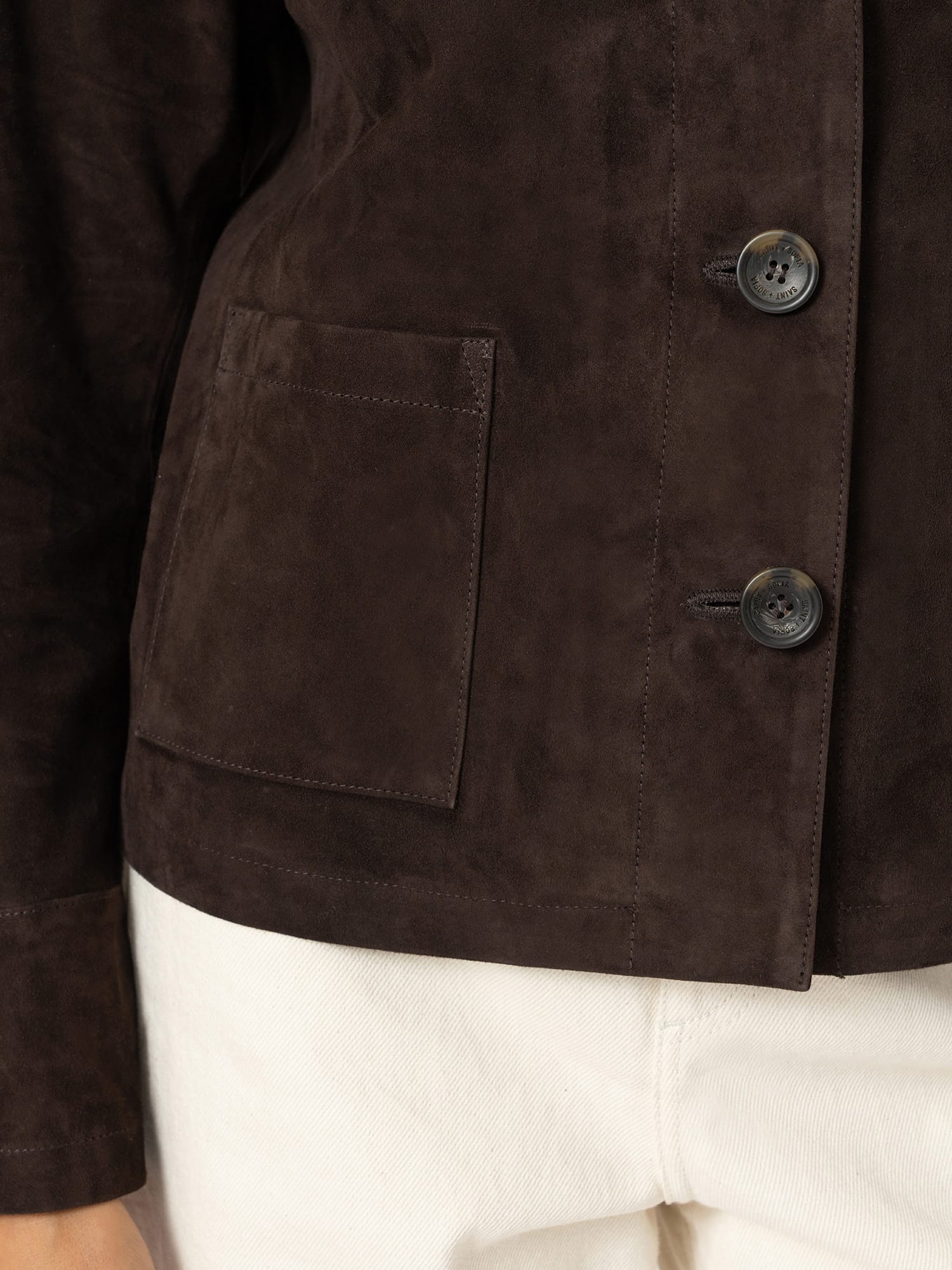 Arnette Shacket - Chocolate Suede - Women's Leathers | Saint and Sofia® UK