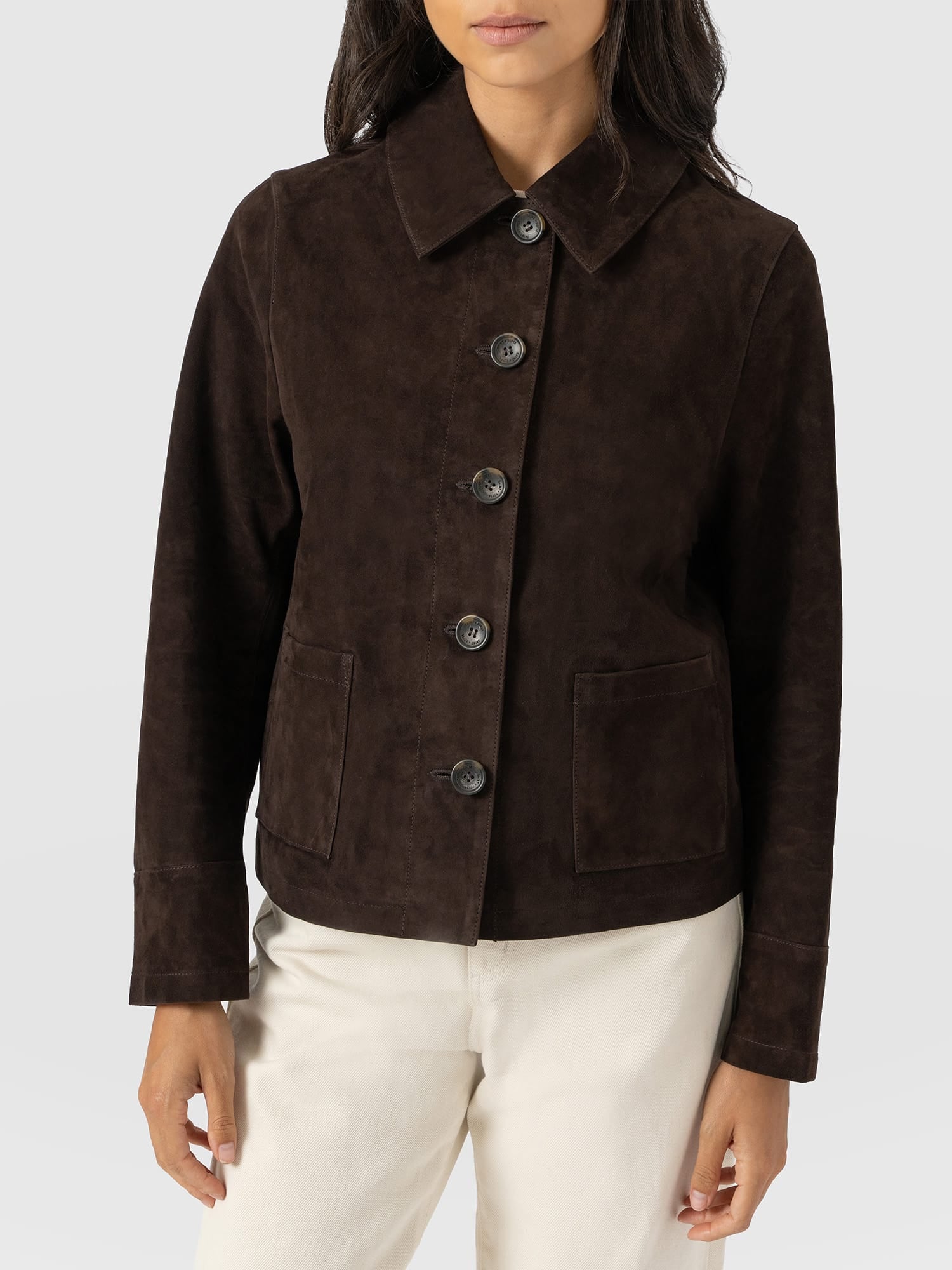 Arnette Shacket - Chocolate Suede - Women's Leathers | Saint and Sofia® UK