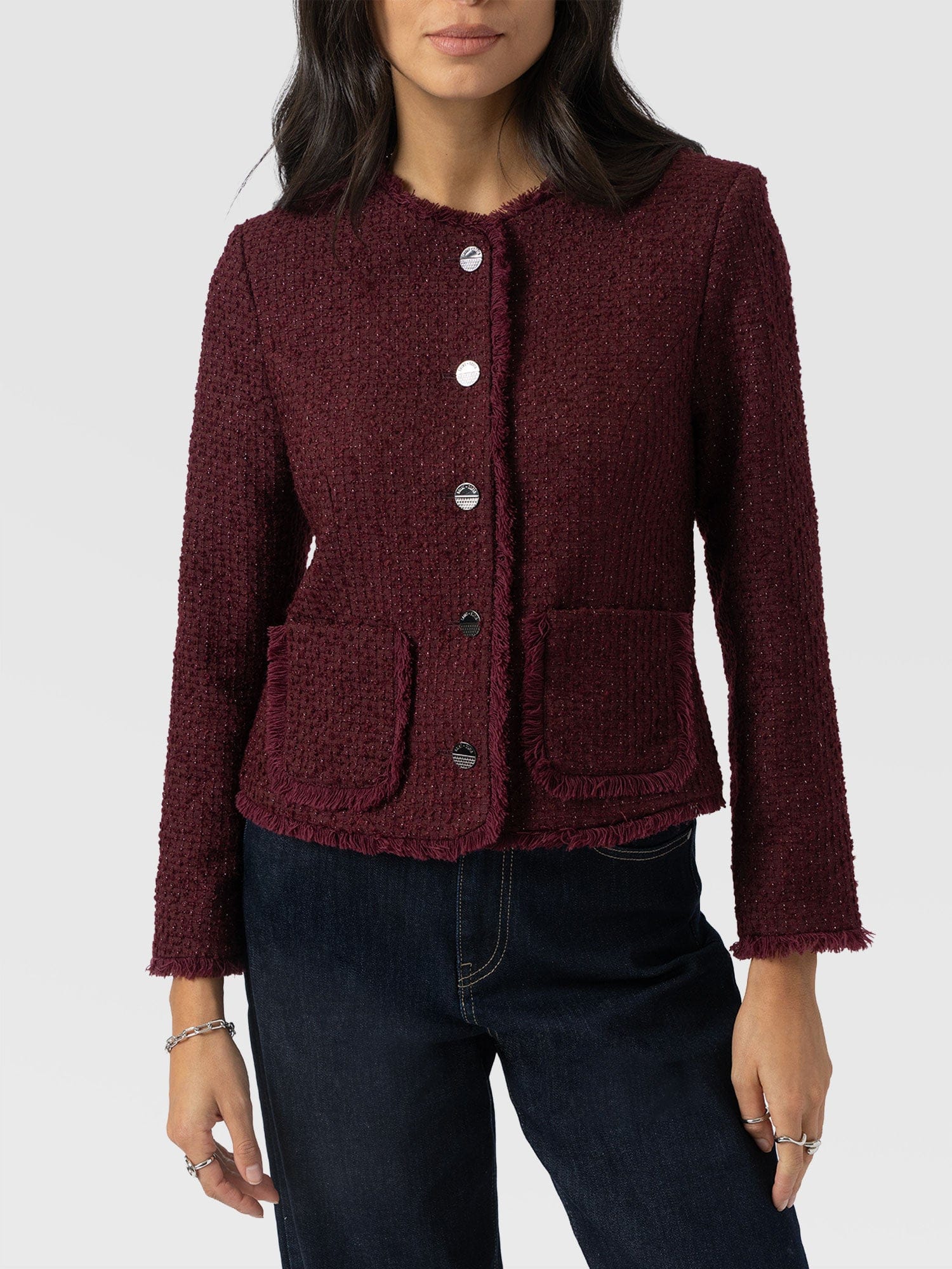 Ashby Jacket Maroon - Women's Jackets | Saint + Sofia® UK