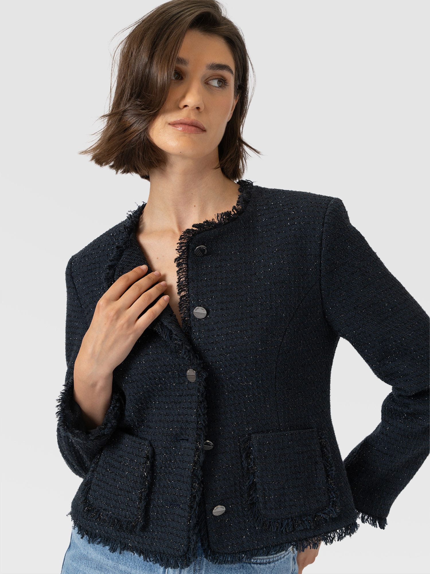 Ashby Jacket Navy - Women's Jackets | Saint and Sofia® UK