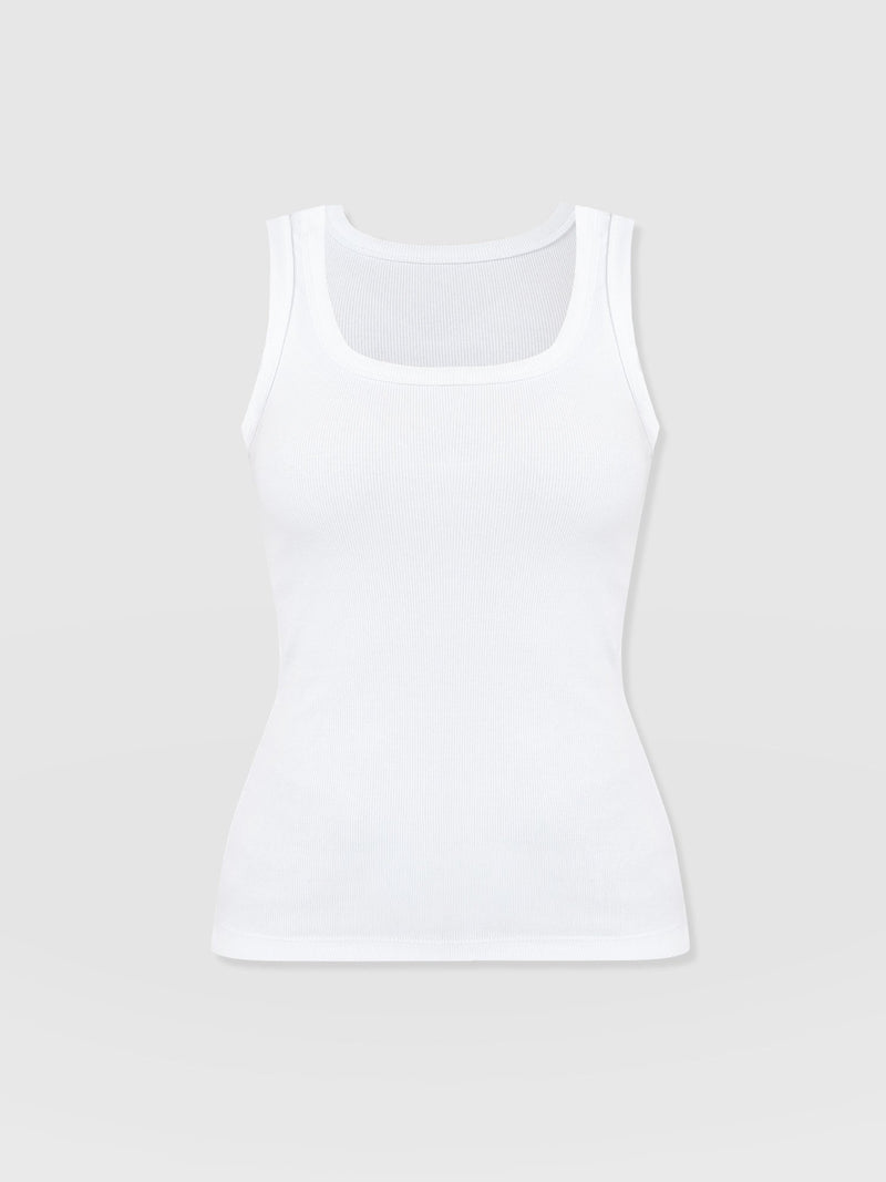 Asher Scoop Neck Vest White - Women's Vests | Saint and Sofia® UK