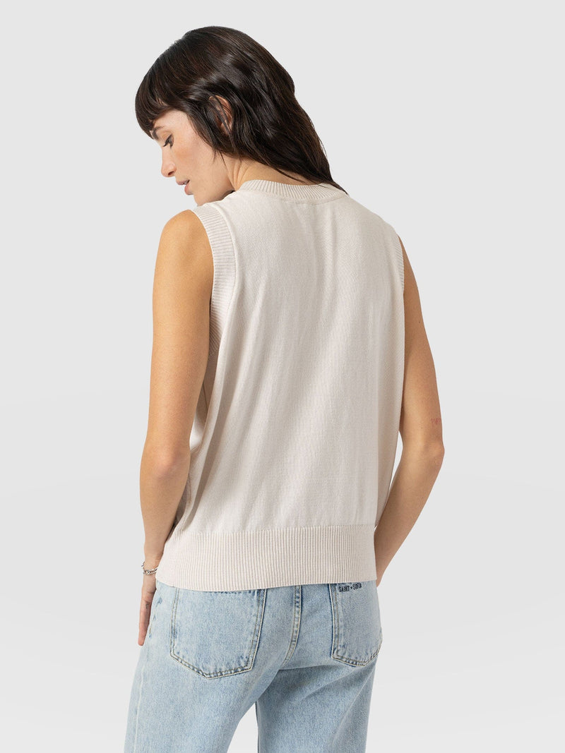 Astra Knit Vest - Cream - Women's Knitwears | Saint + Sofia® UK