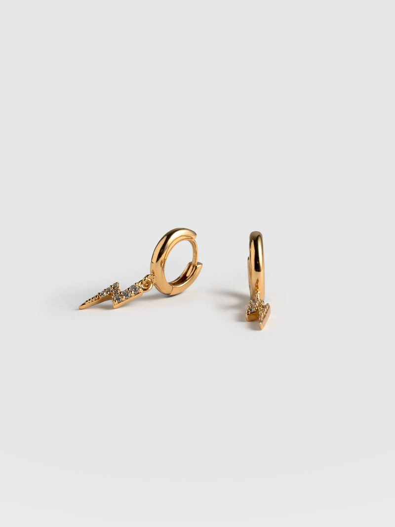 Astral Lightning Charm Drop Earrings Gold - Women's Jewellery | Saint + Sofia® UK
