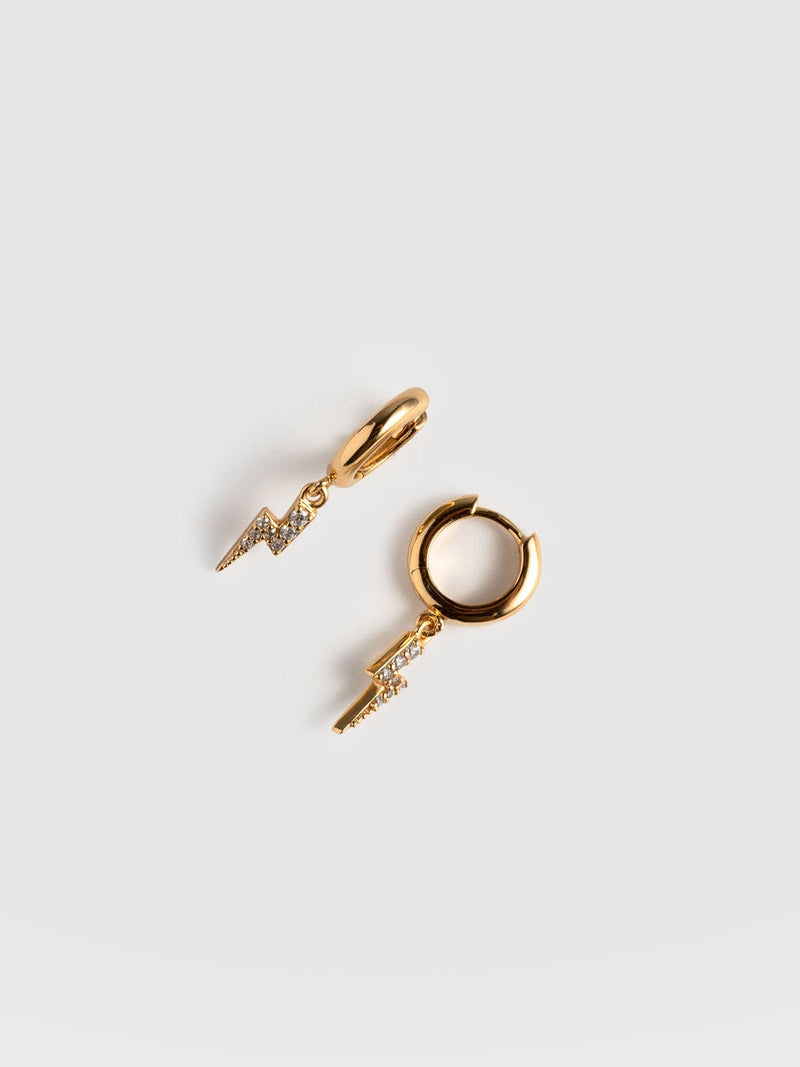 Astral Lightning Charm Drop Earrings Gold - Women's Jewellery | Saint + Sofia® UK