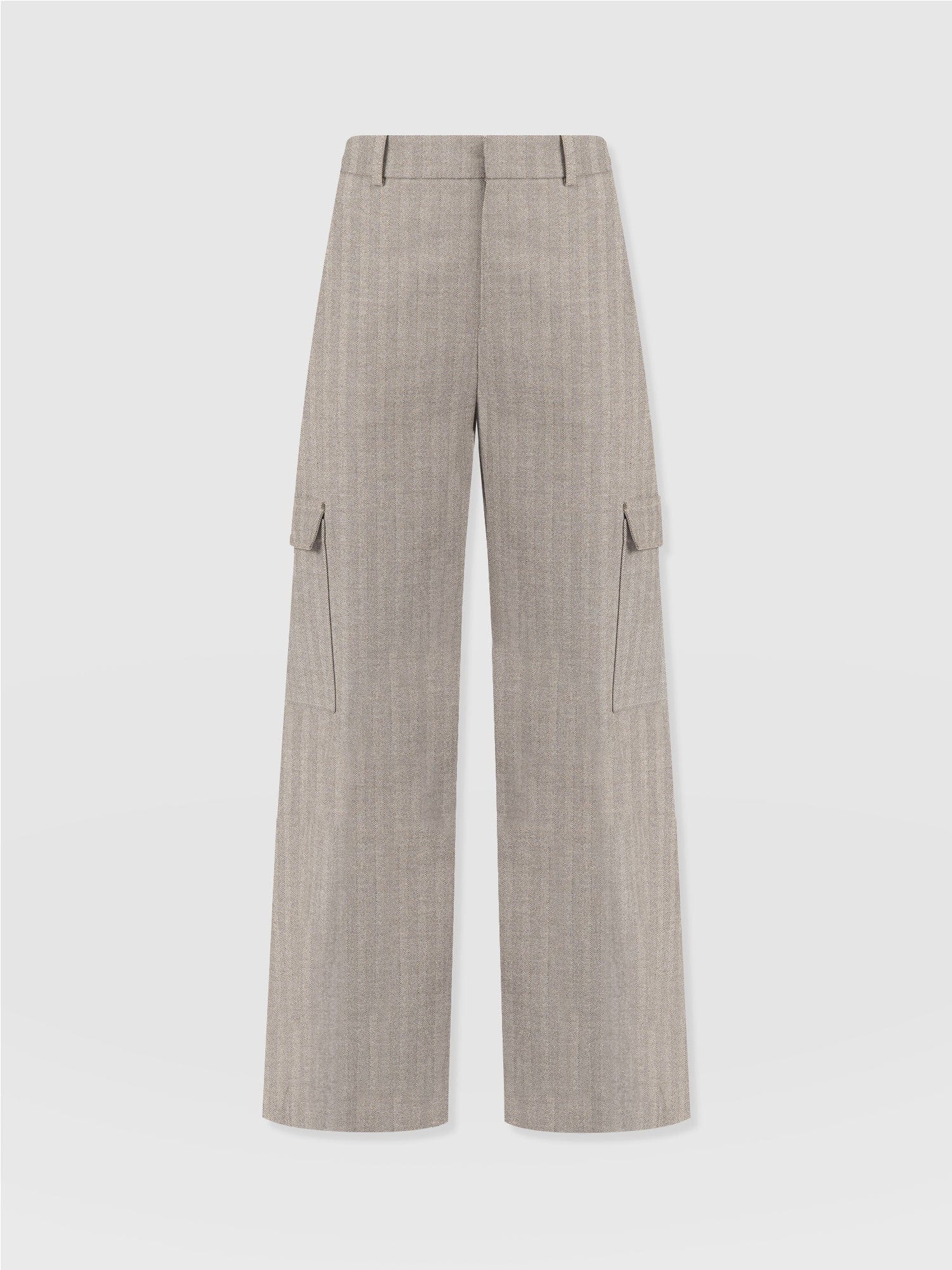 Astrid Cargo Pant Brown Herringbone - Women's Trousers | Saint + Sofia® UK